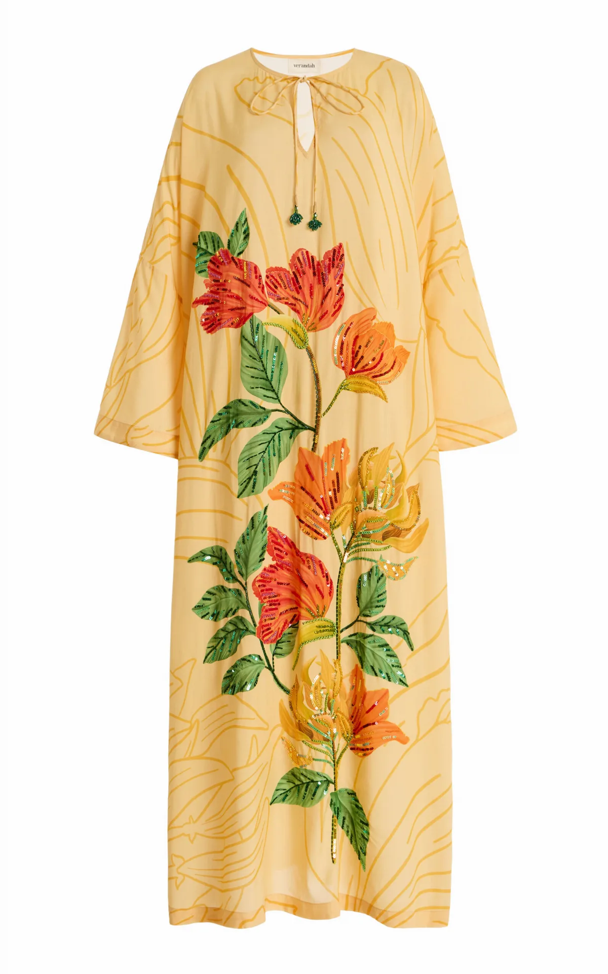 Embellished Viscose Kaftan Dress by VERANDAH