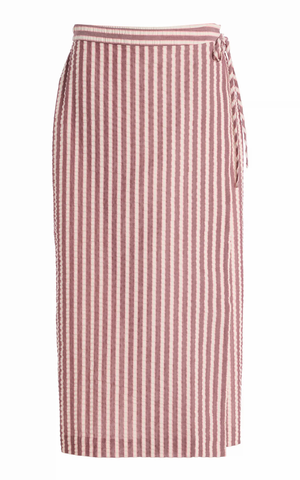 Monty Striped Cotton-Blend Midi Wrap Skirt by SIMKHAI