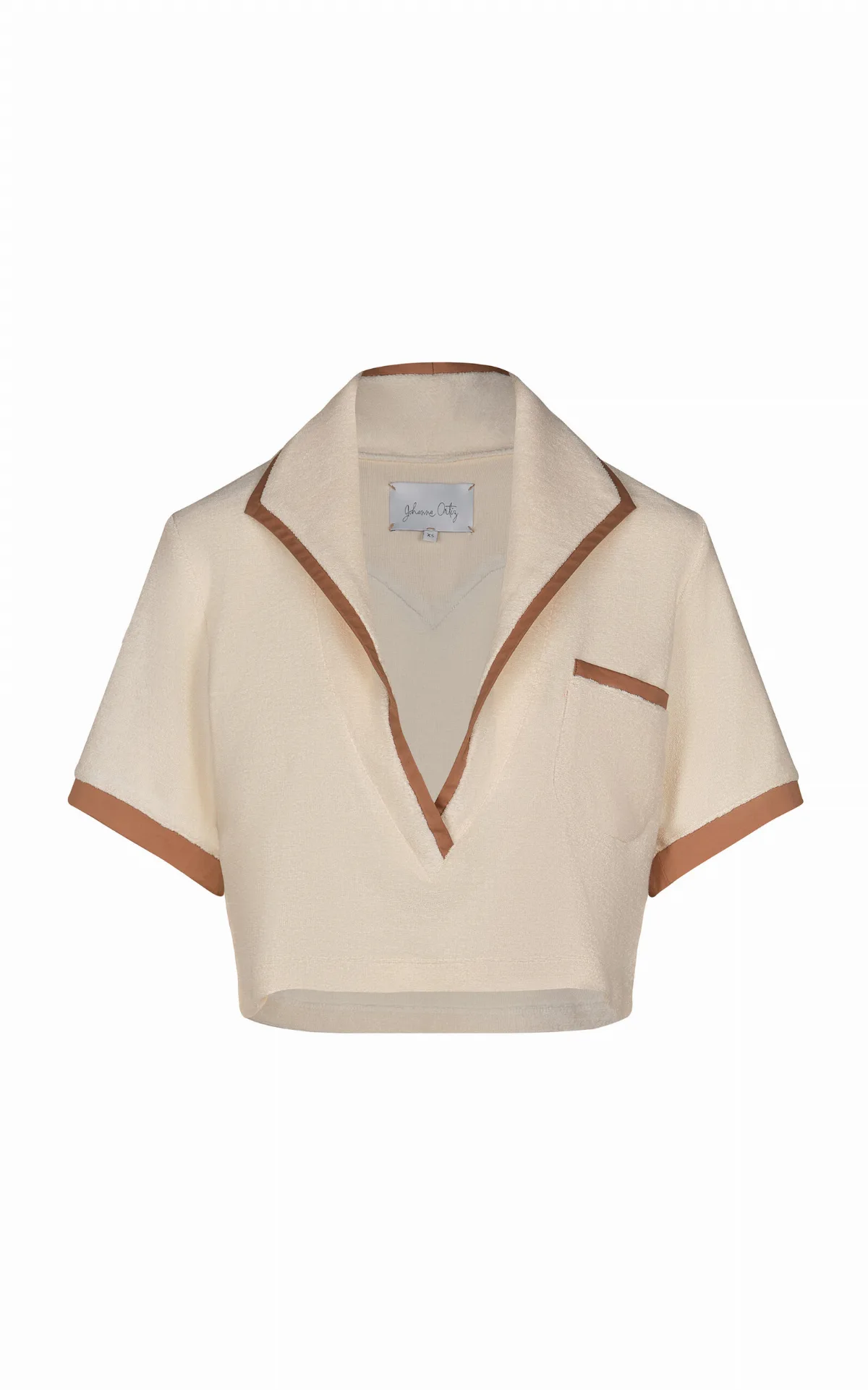Misty Hem Cropped Cotton-Terry Shirt by Johanna Ortiz