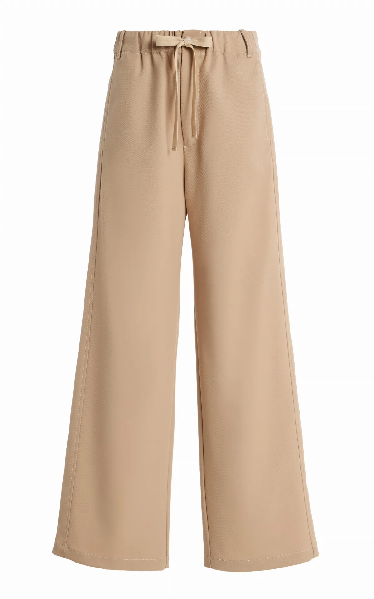 Drawstring Wool-Blend Twill Wide-Leg Pants by Sanderlak