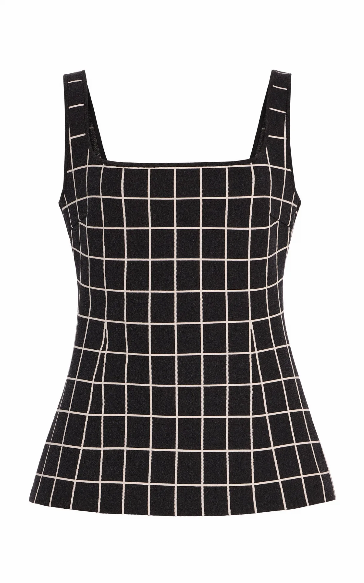 Inna Windowpane Cotton-Blend Knit Top by High Sport