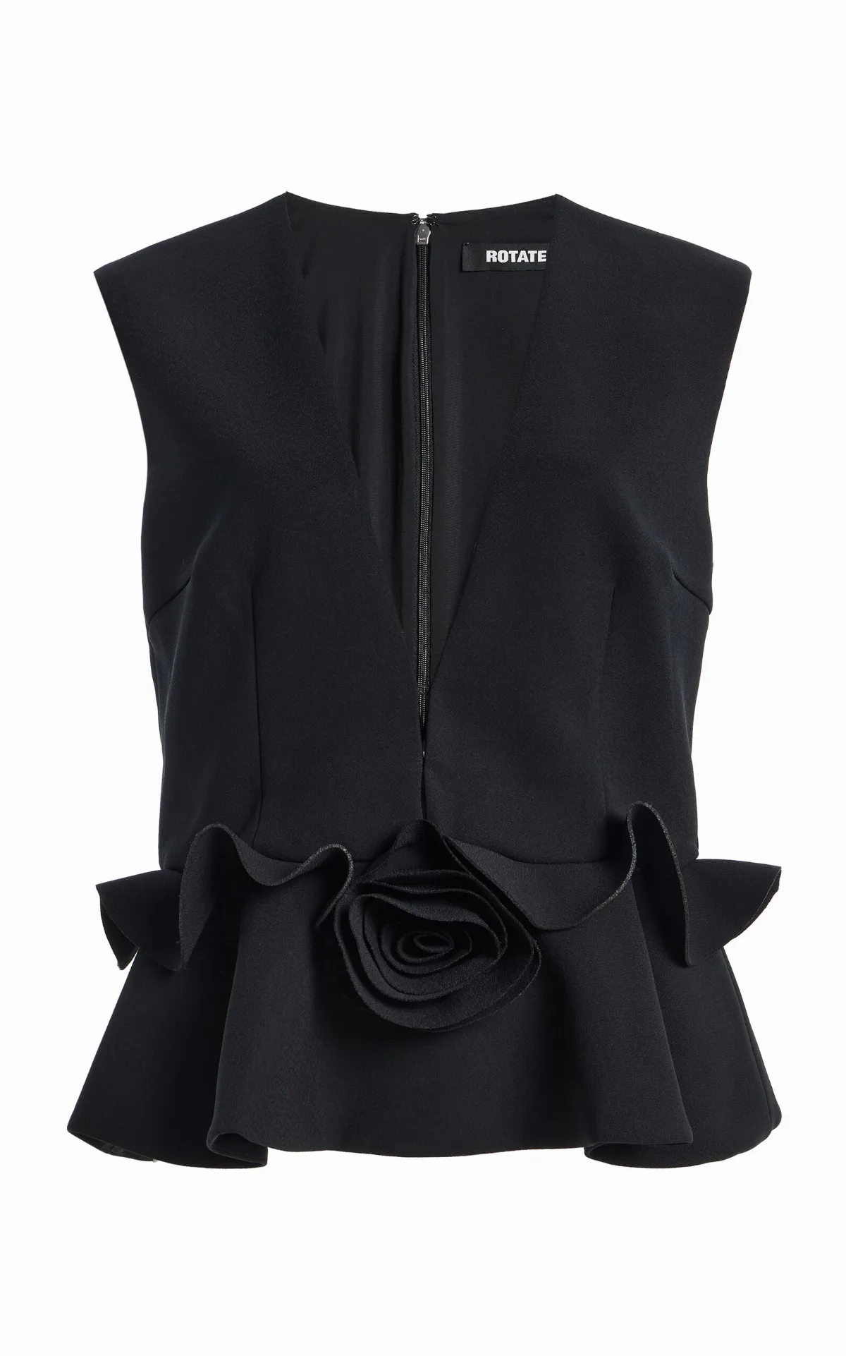 Flower V-Neck Crepe Top by ROTATE