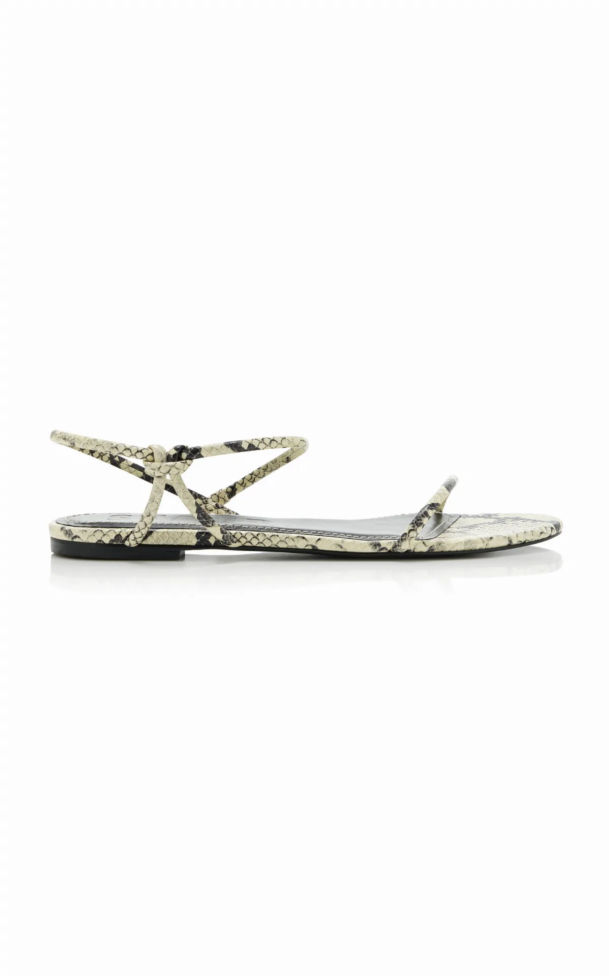 Laurel Snake-Effect Leather Sandals by STAUD