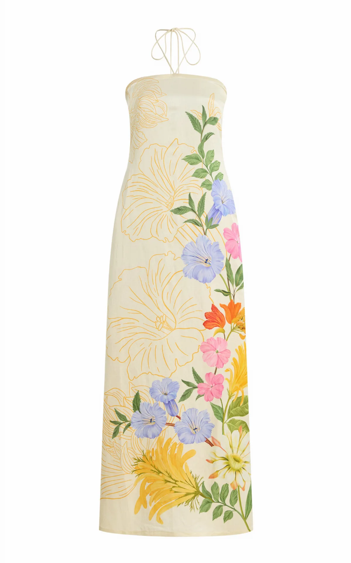 Floral Garden Linen-Satin Dress by VERANDAH