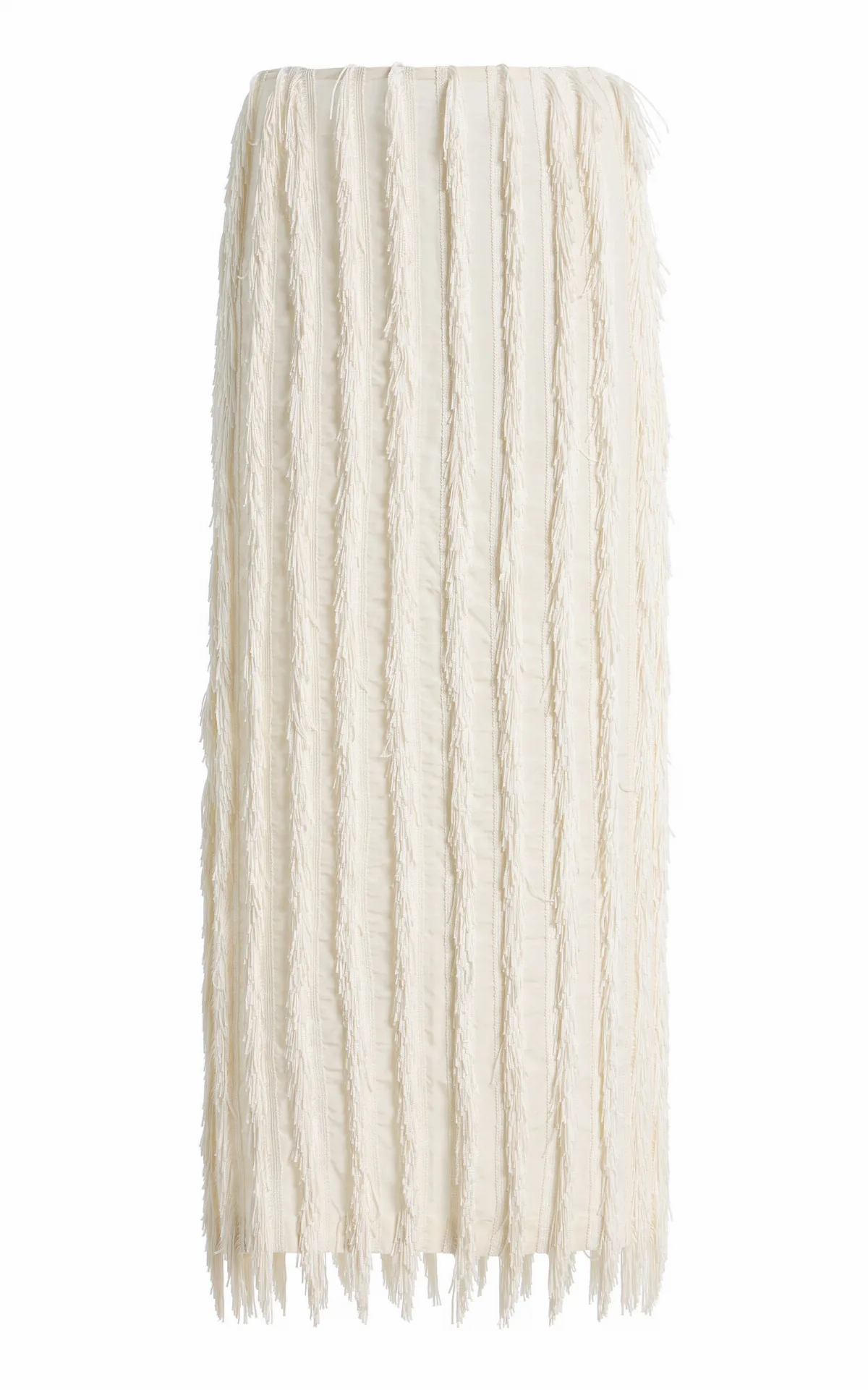 Jane Fringed Silk Maxi Skirt by ZANKOV