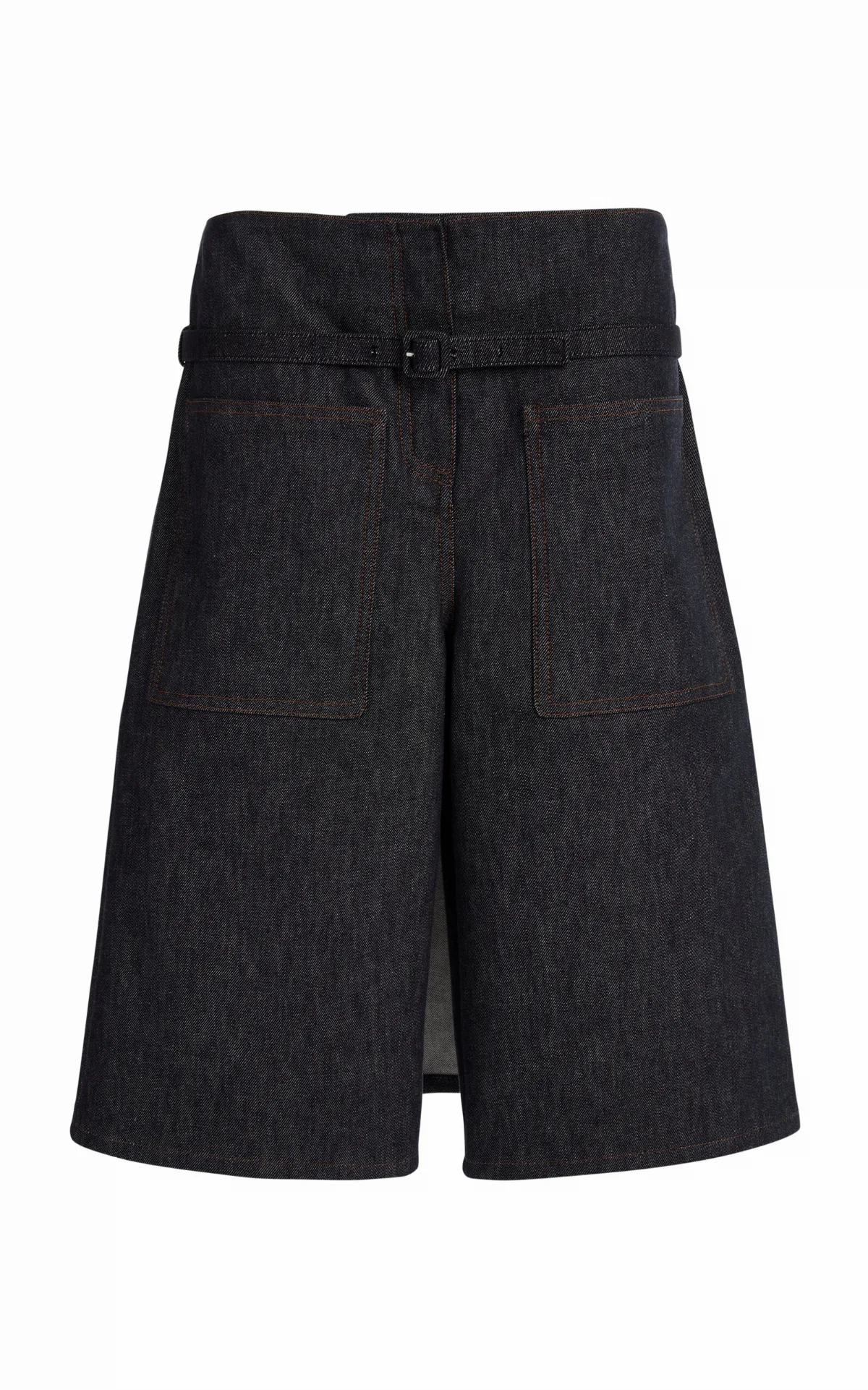 Belted Cotton Denim Shorts by Courrèges