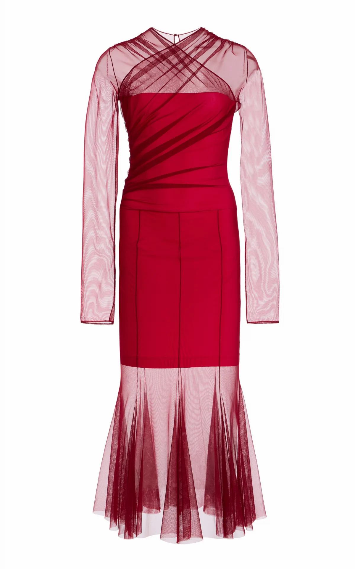 Draped Tulle Midi Dress by Nensi Dojaka