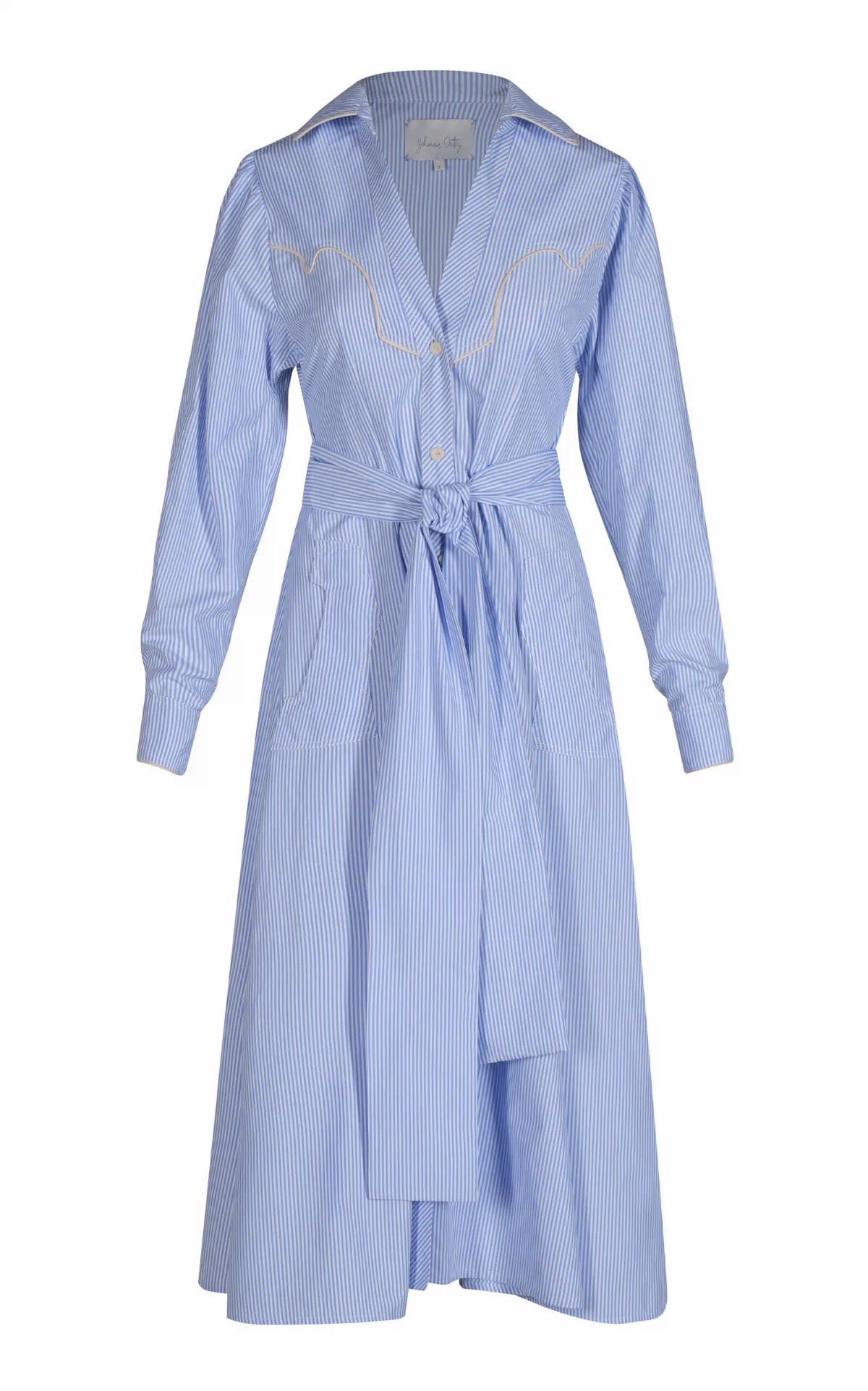 Vela De Cruz Embroidered Poplin Midi Shirt Dress by Johanna Ortiz