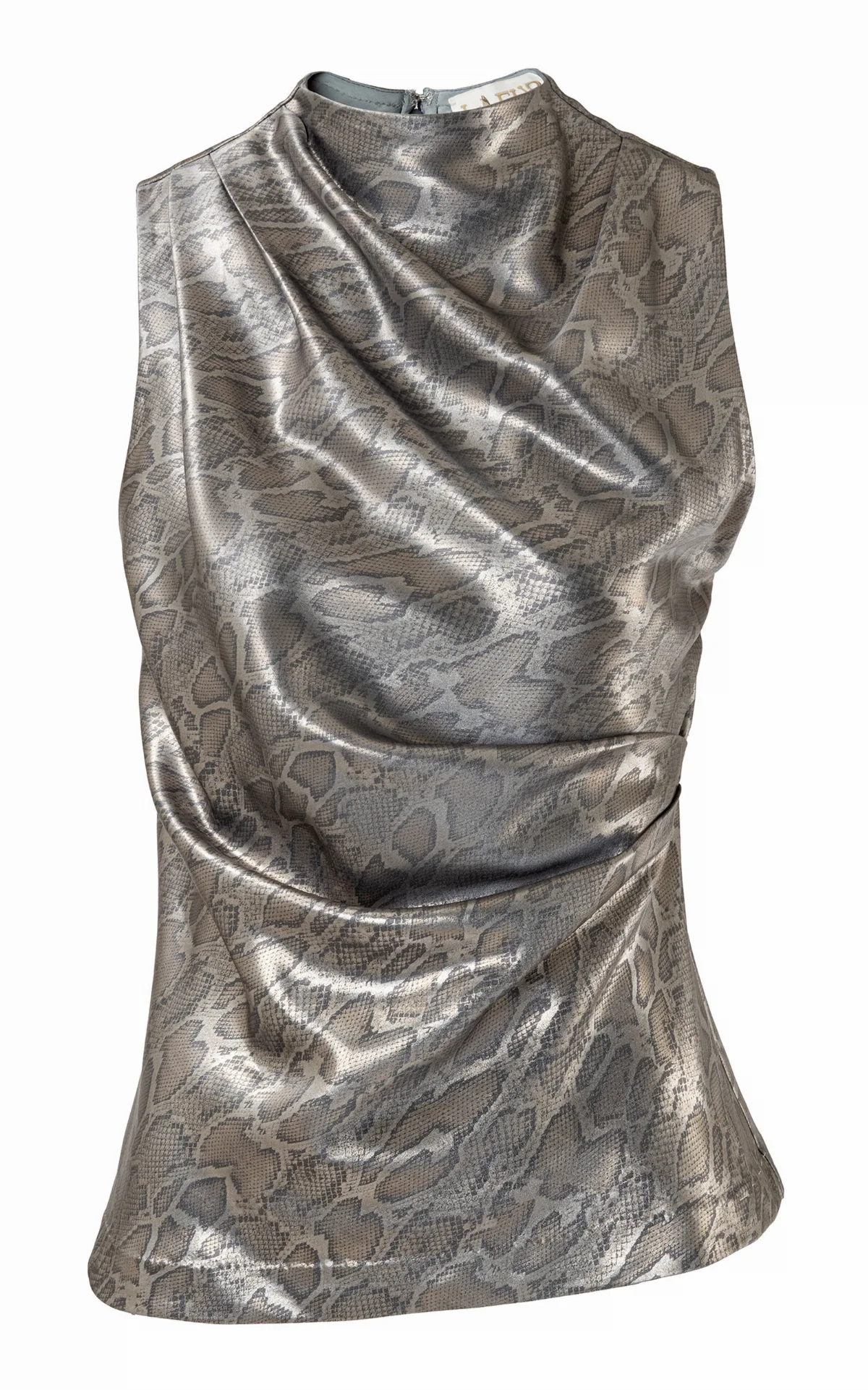 Burnt Snake Gloss Draped Top by La Fuori
