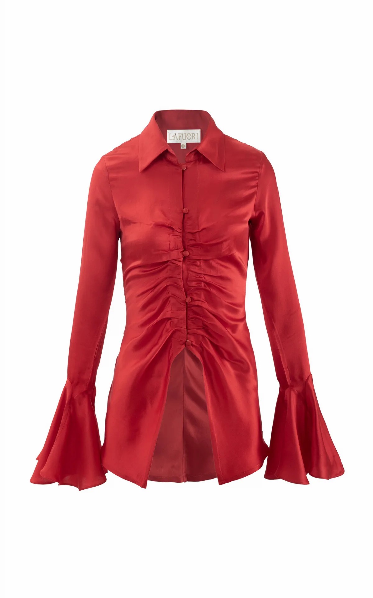 Vermillion Rose Silk Shirt by La Fuori