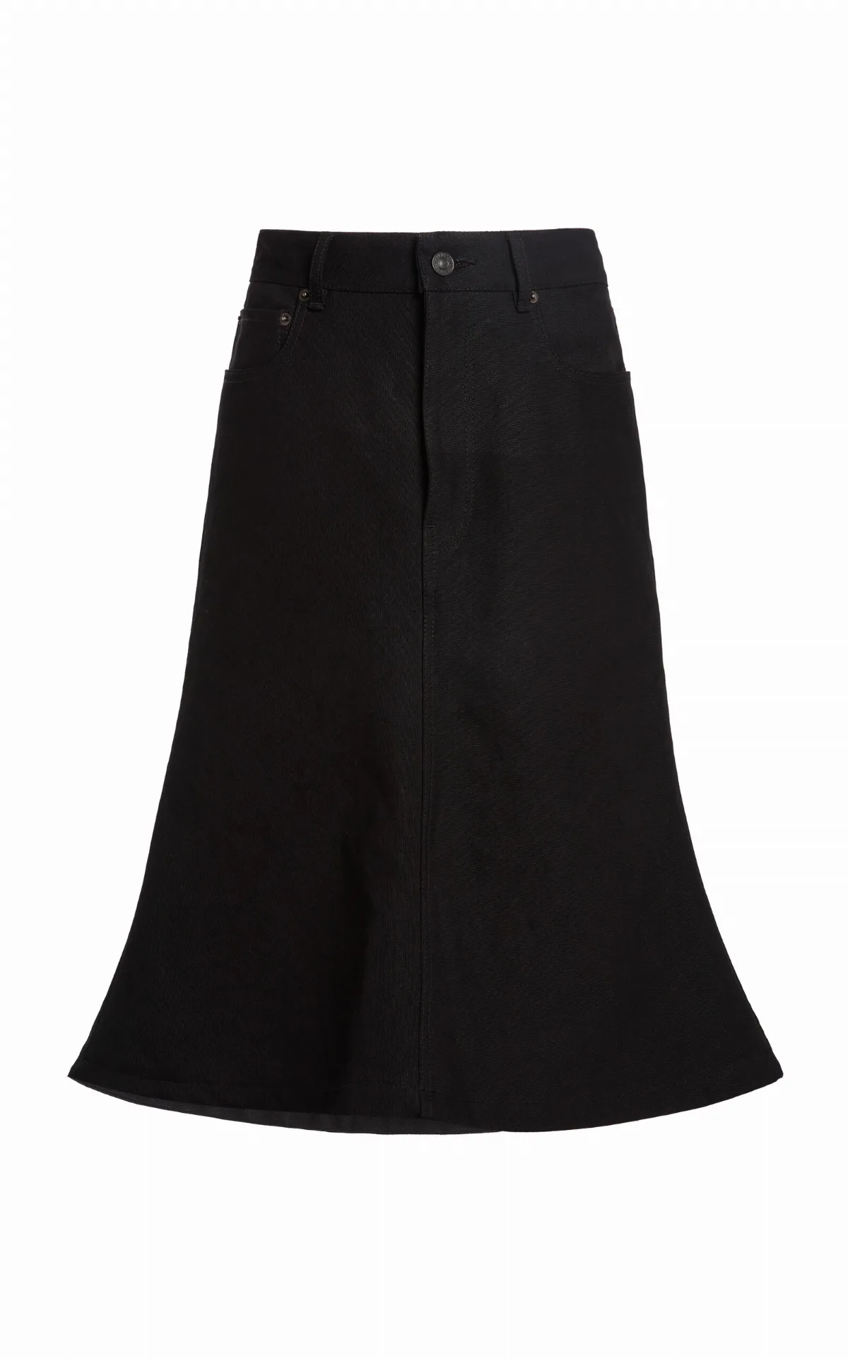 Flared Waxed Denim Midi Skirt by Balenciaga