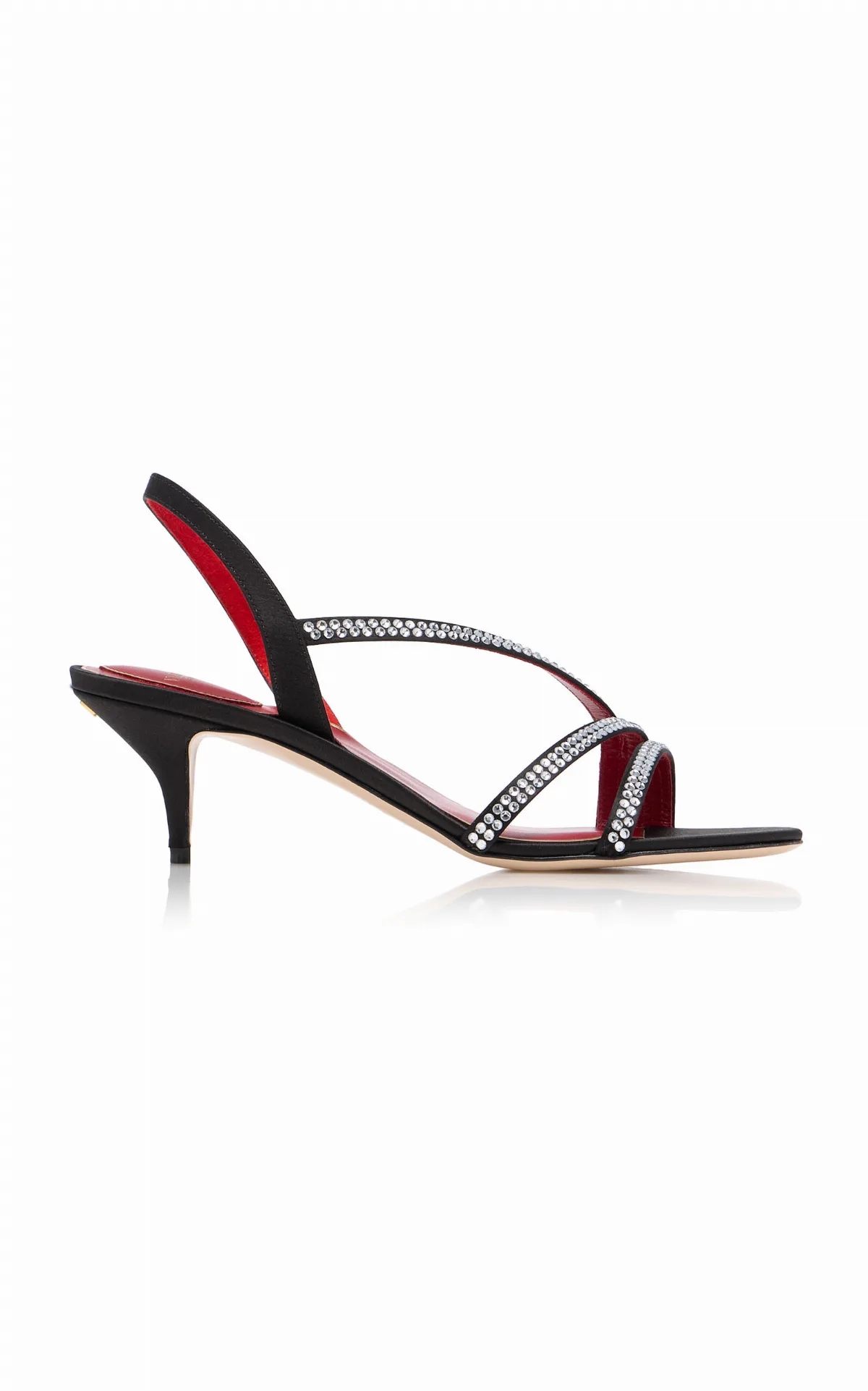 Embellished Satin Mid-Heel Sandals by Valentino Garavani