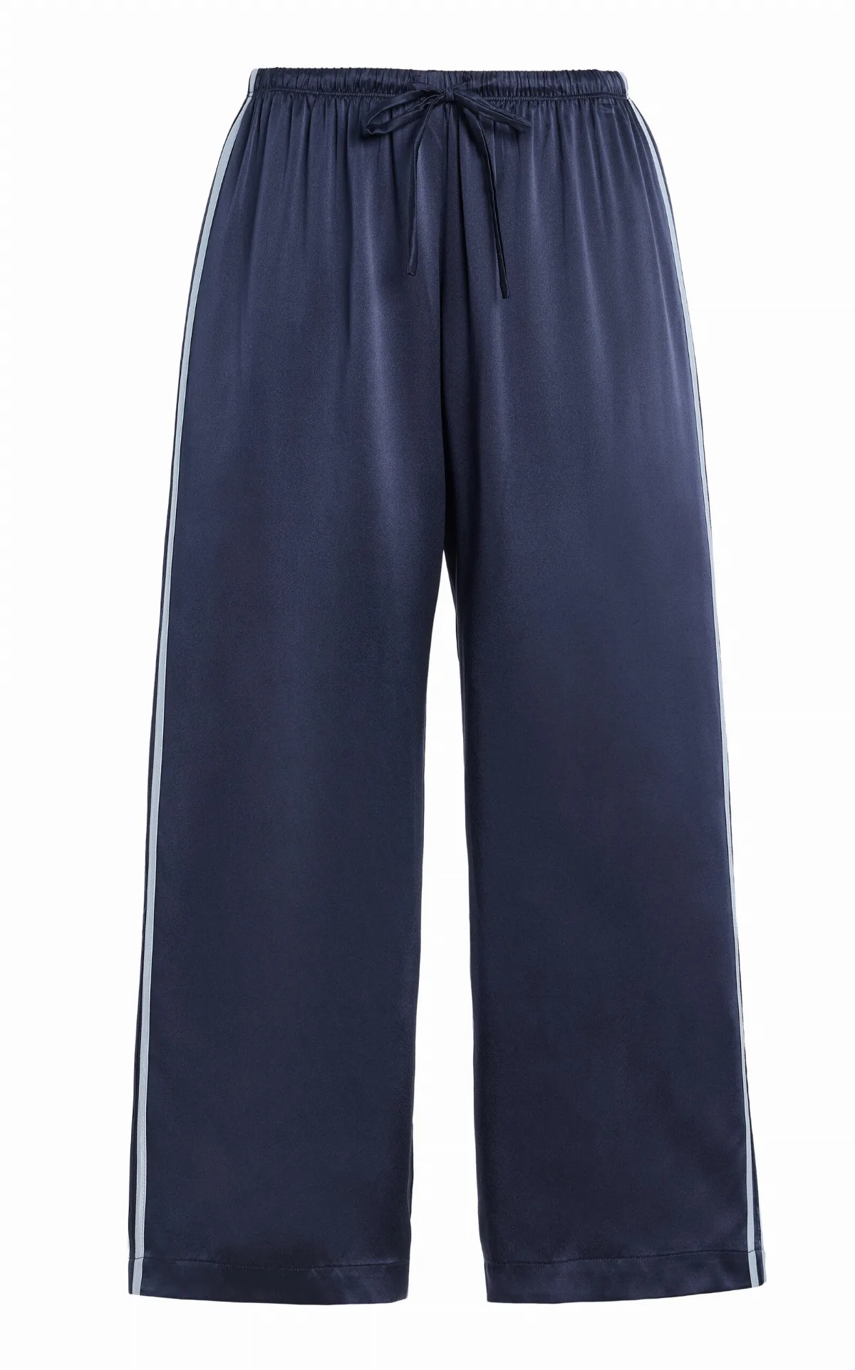 Striped Silk Wide-Leg Cropped Pants