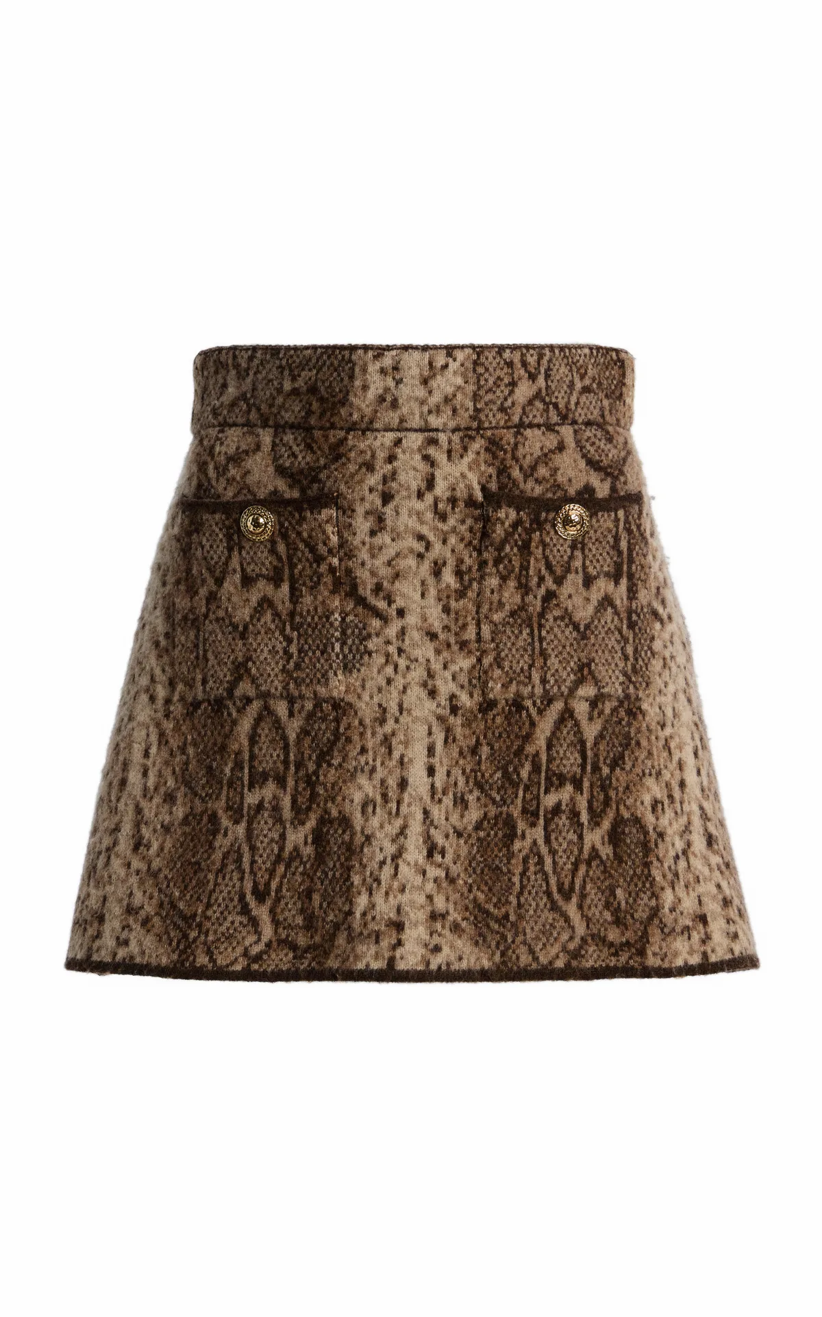 Dayton Snake-Print Wool Mini Skirt by Cara Cara