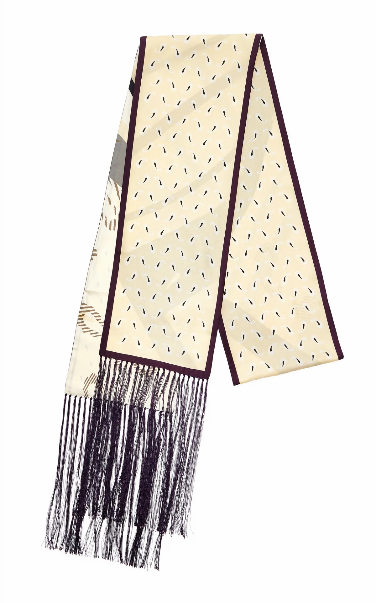 Fringed Silk-Twill Double Scarf