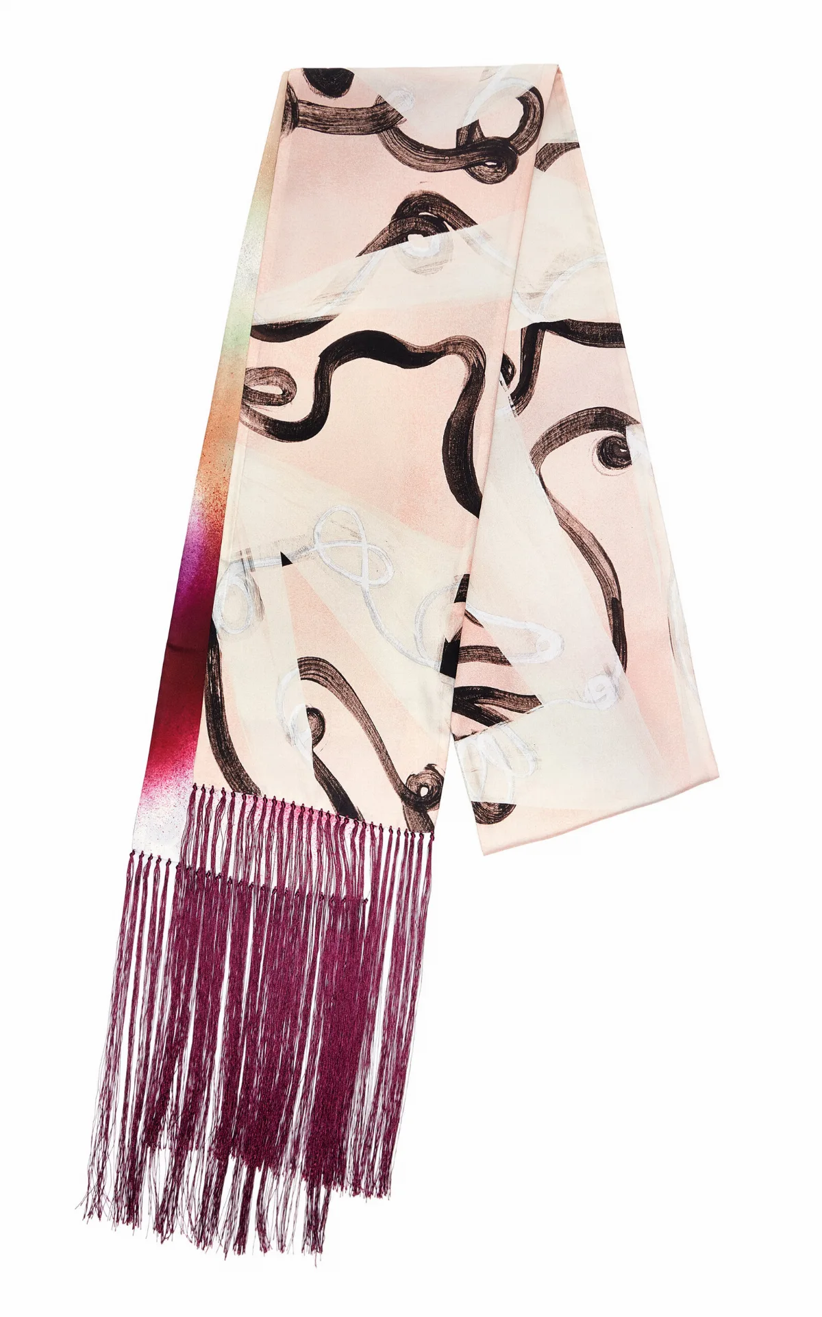 Fringed Silk-Twill Double Scarf by Otzio