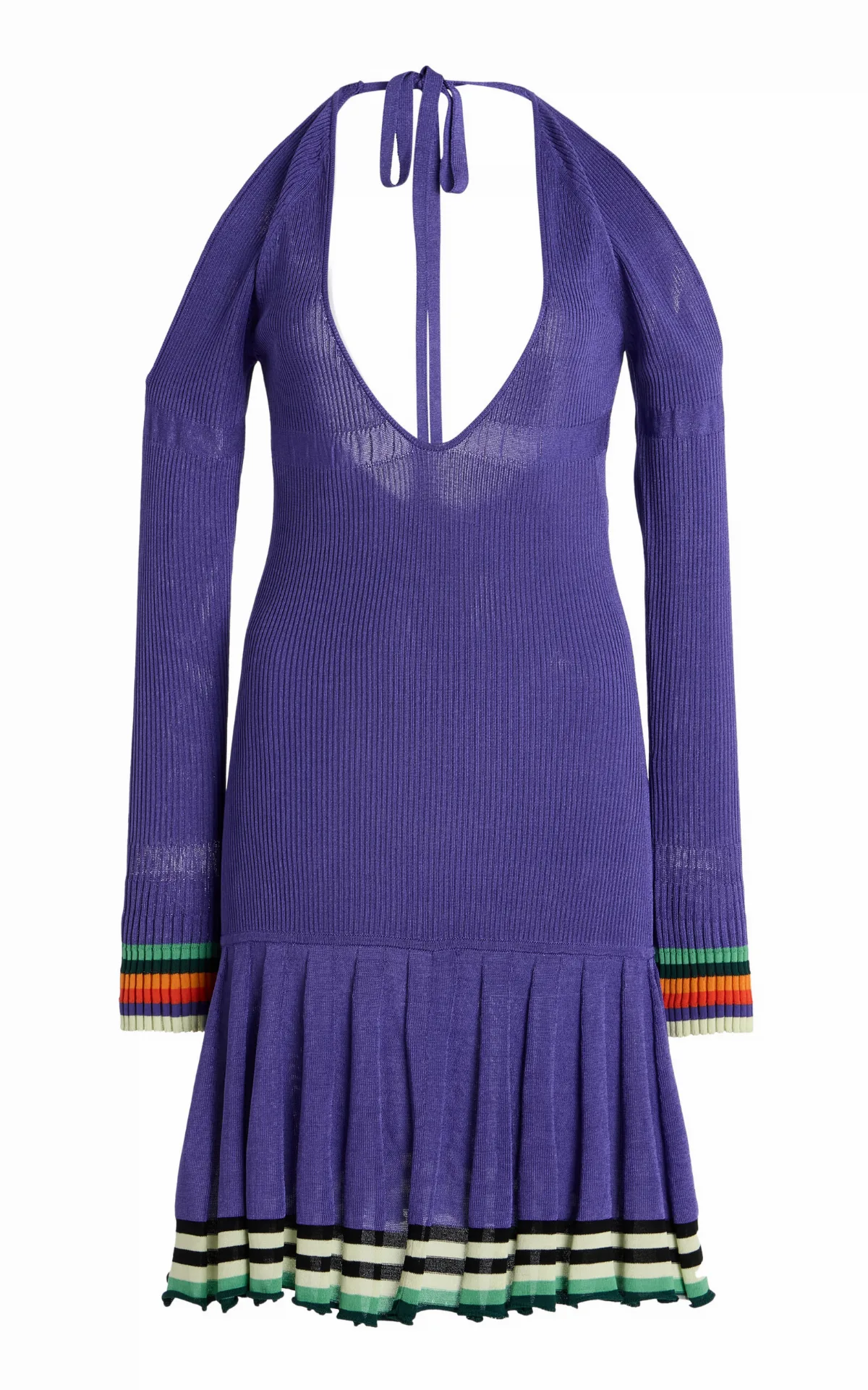Riviera Cold-Shoulder Ribbed-Knit Mini Dress by Christopher John Rogers