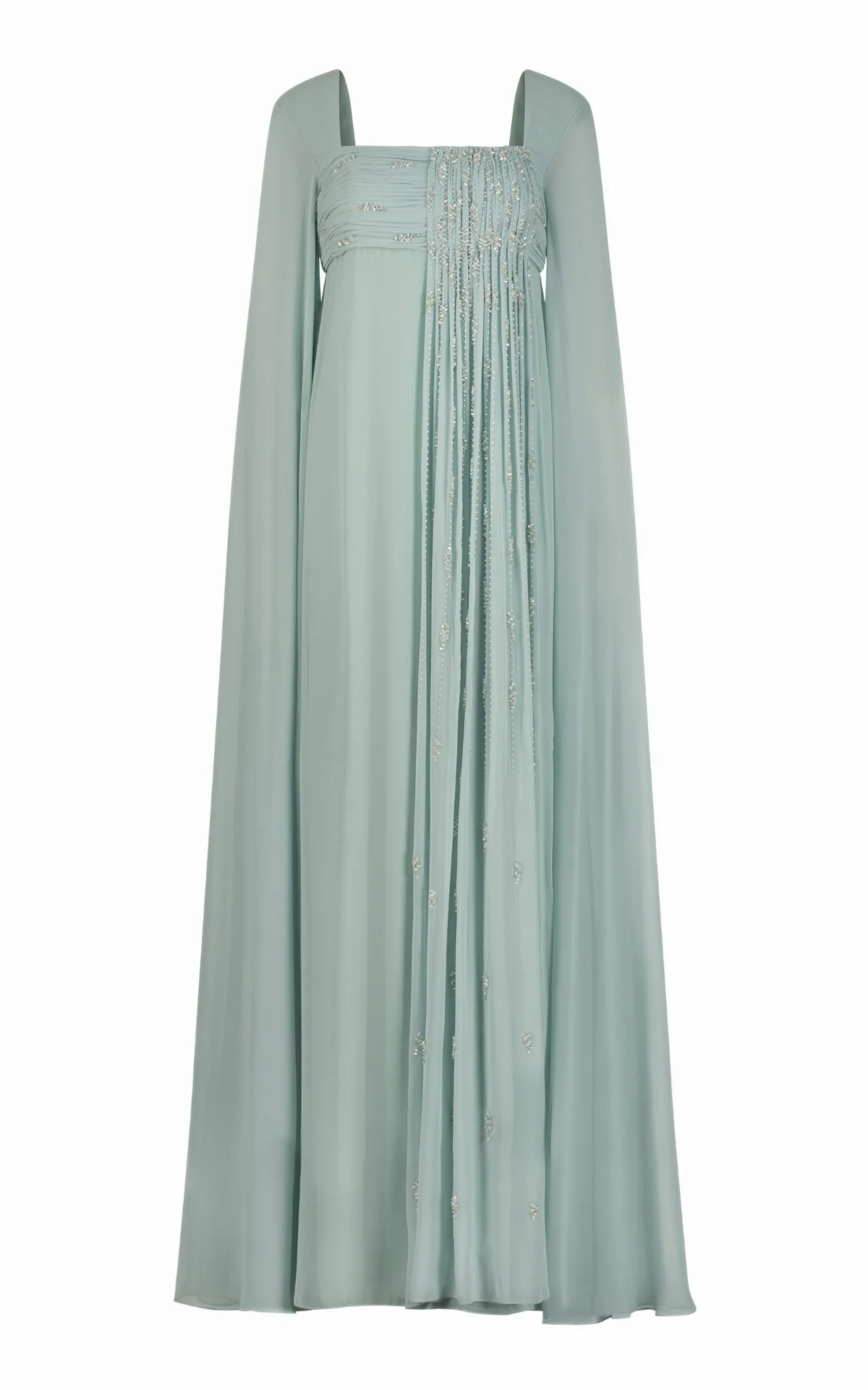 Zenith Pleated Embellished Chiffon Caftan Dress