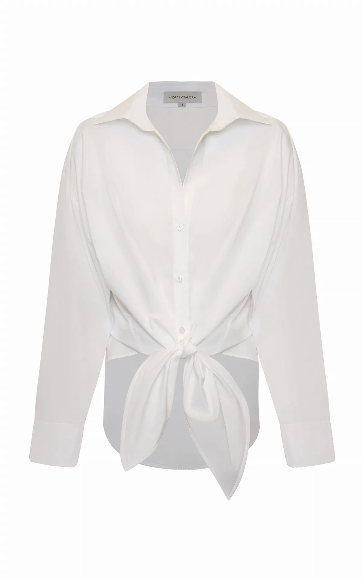 Una Pausa Tie-Front Cotton-Poplin Top by Andres Otalora