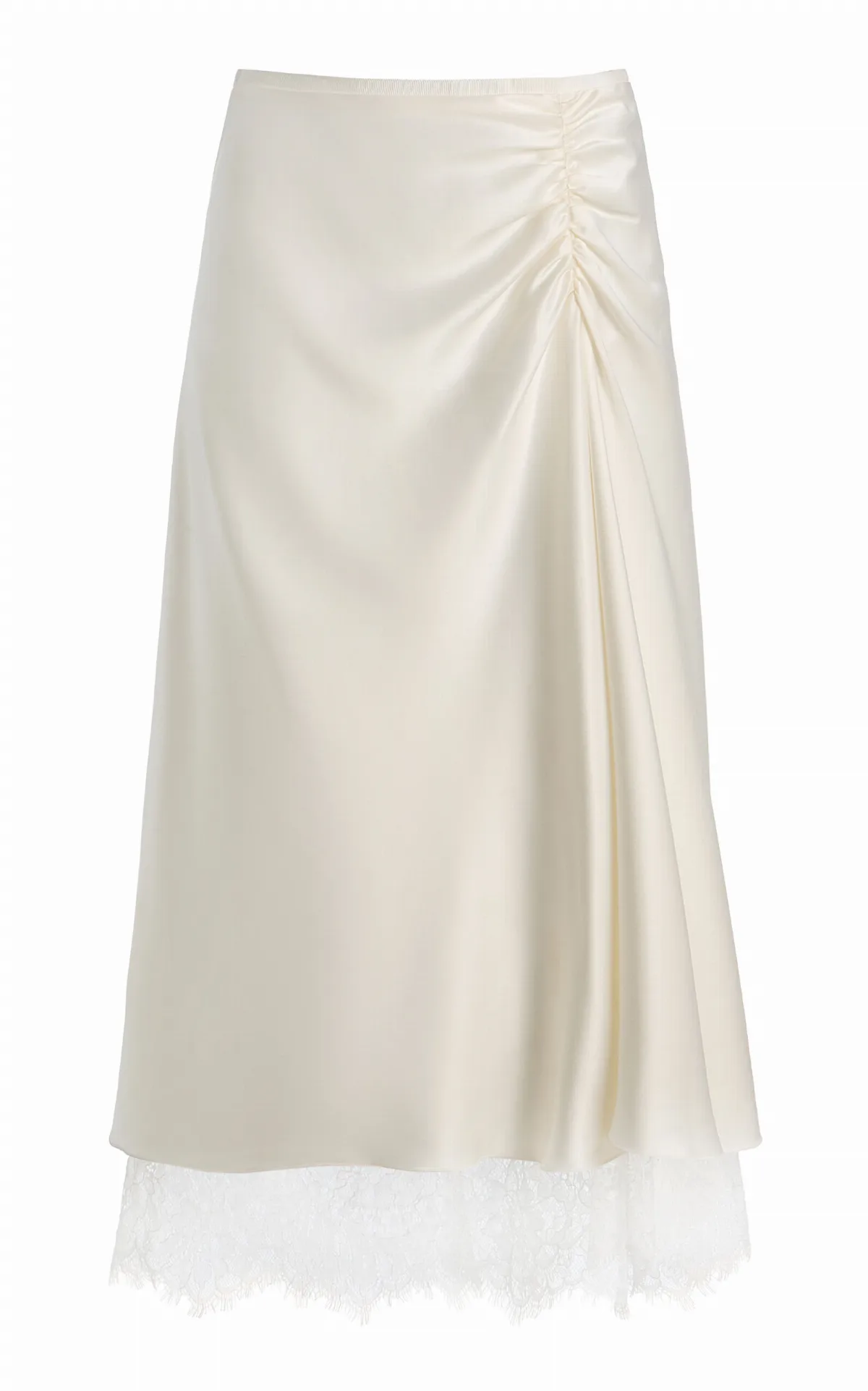 Ingrid Lace-Trimmed Satin Midi Skirt by SIR.