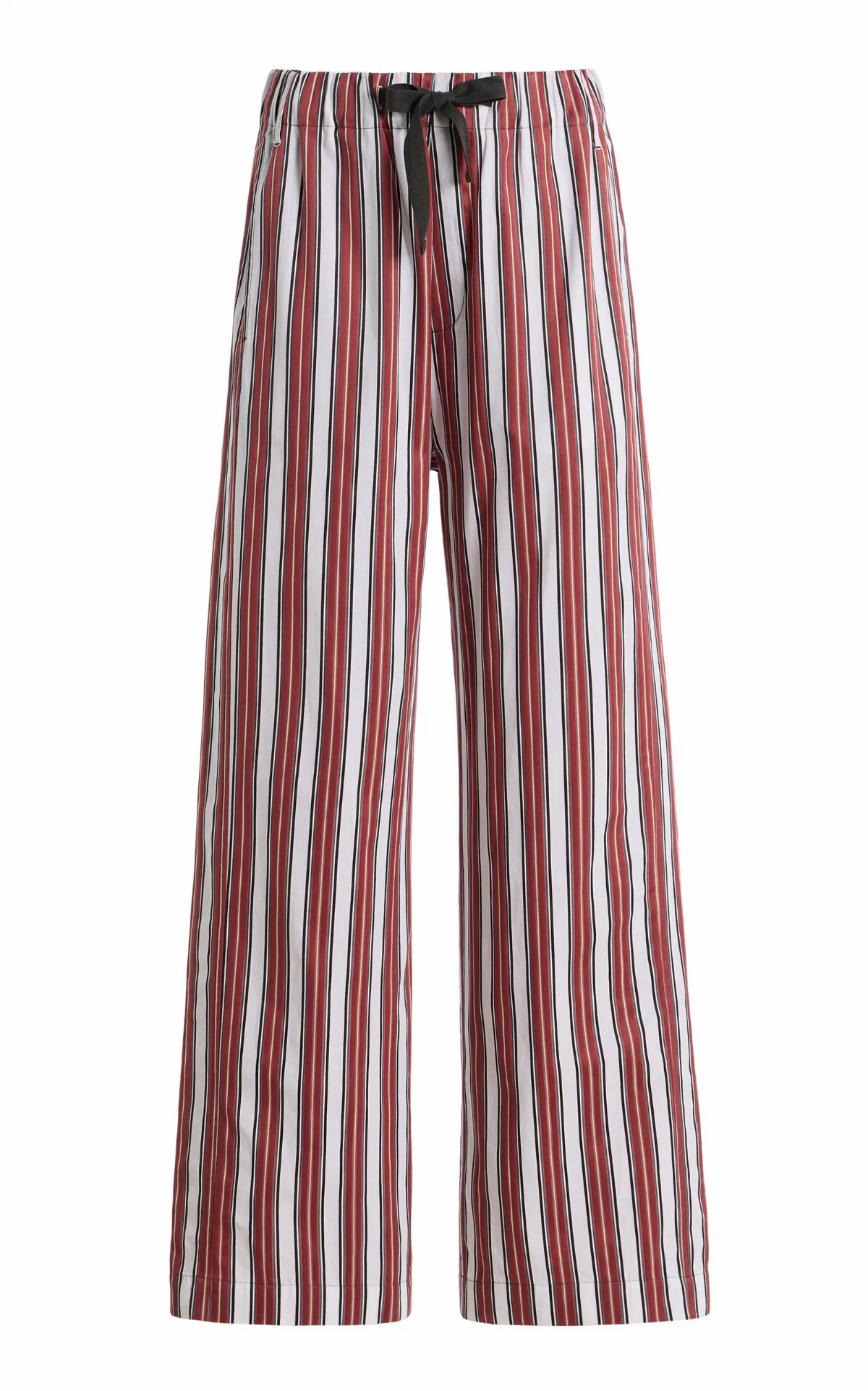 Striped Drawstring Cotton Wide-Leg Pants by Sanderlak