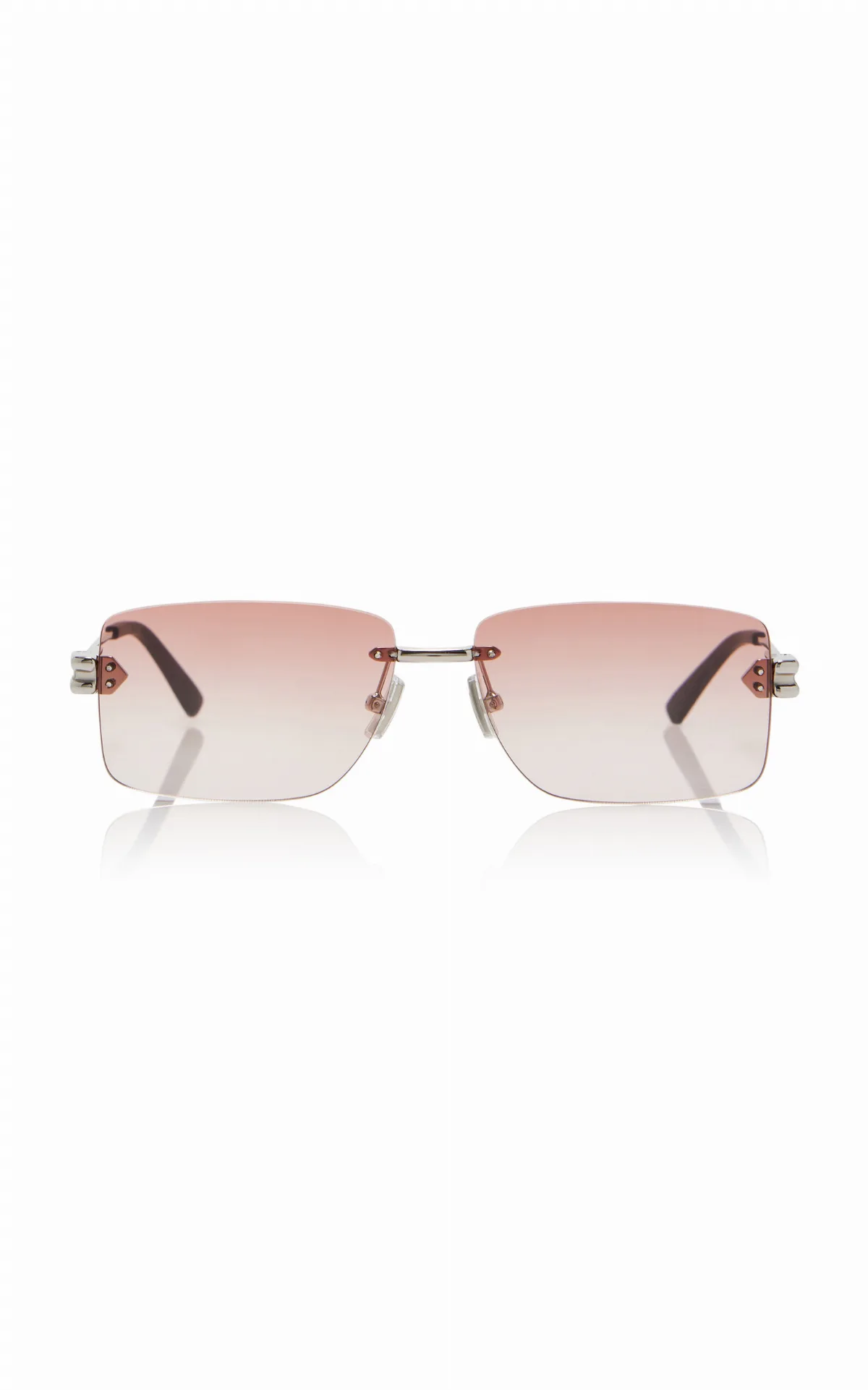 Rimless Square-Frame Metal Sunglasses by Bottega Veneta