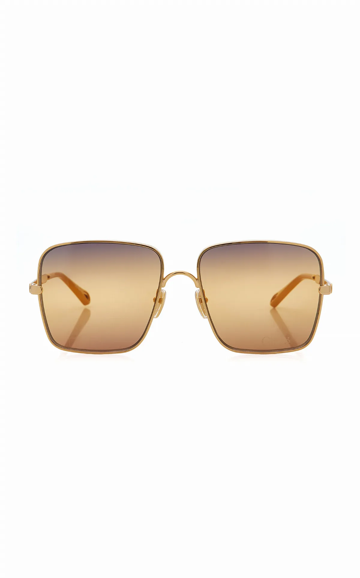 Aly Square-Frame Metal Sunglasses by Chloé