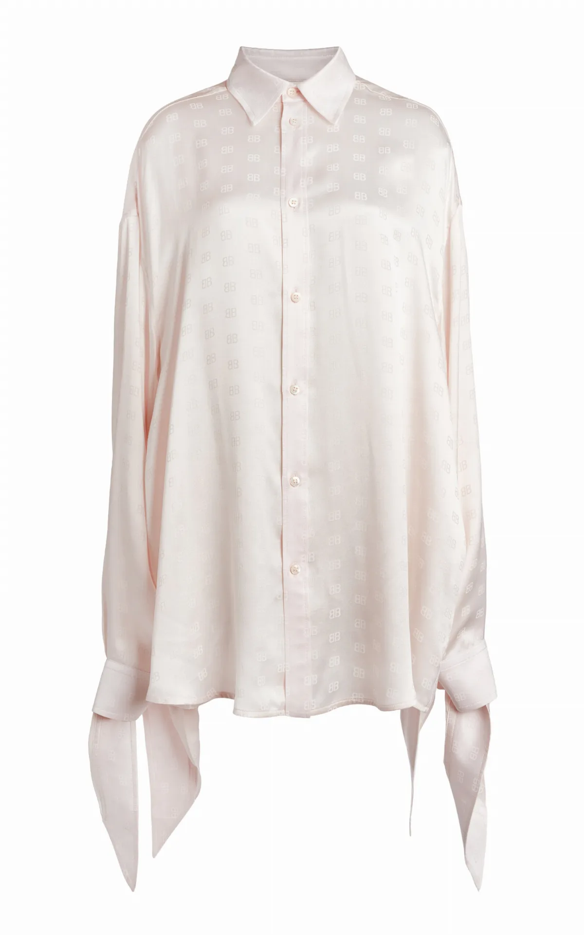 Knotted-Cuff Logo-Jacquard Silk Shirt by Balenciaga