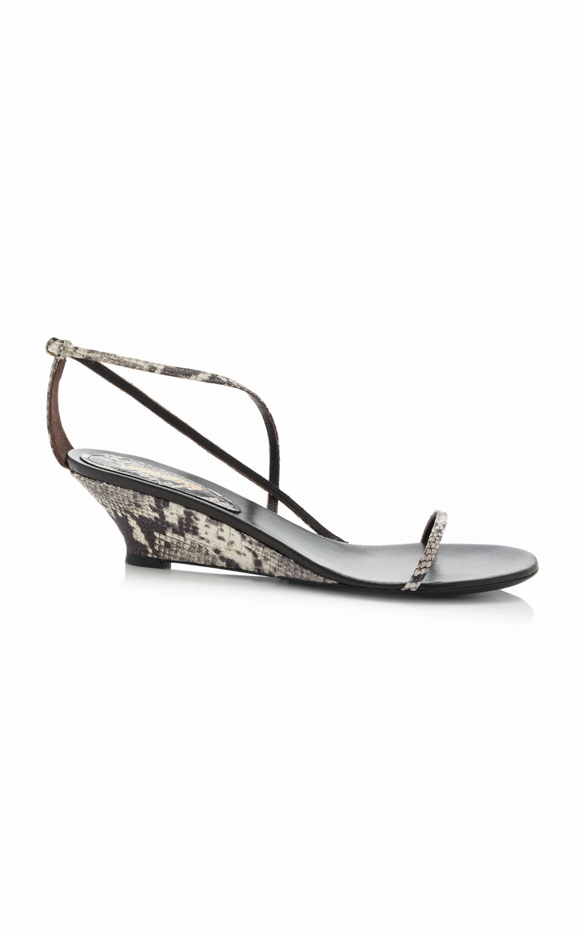 Varvara Python-Effect Leather Wedge Sandals by LUCASHEVA