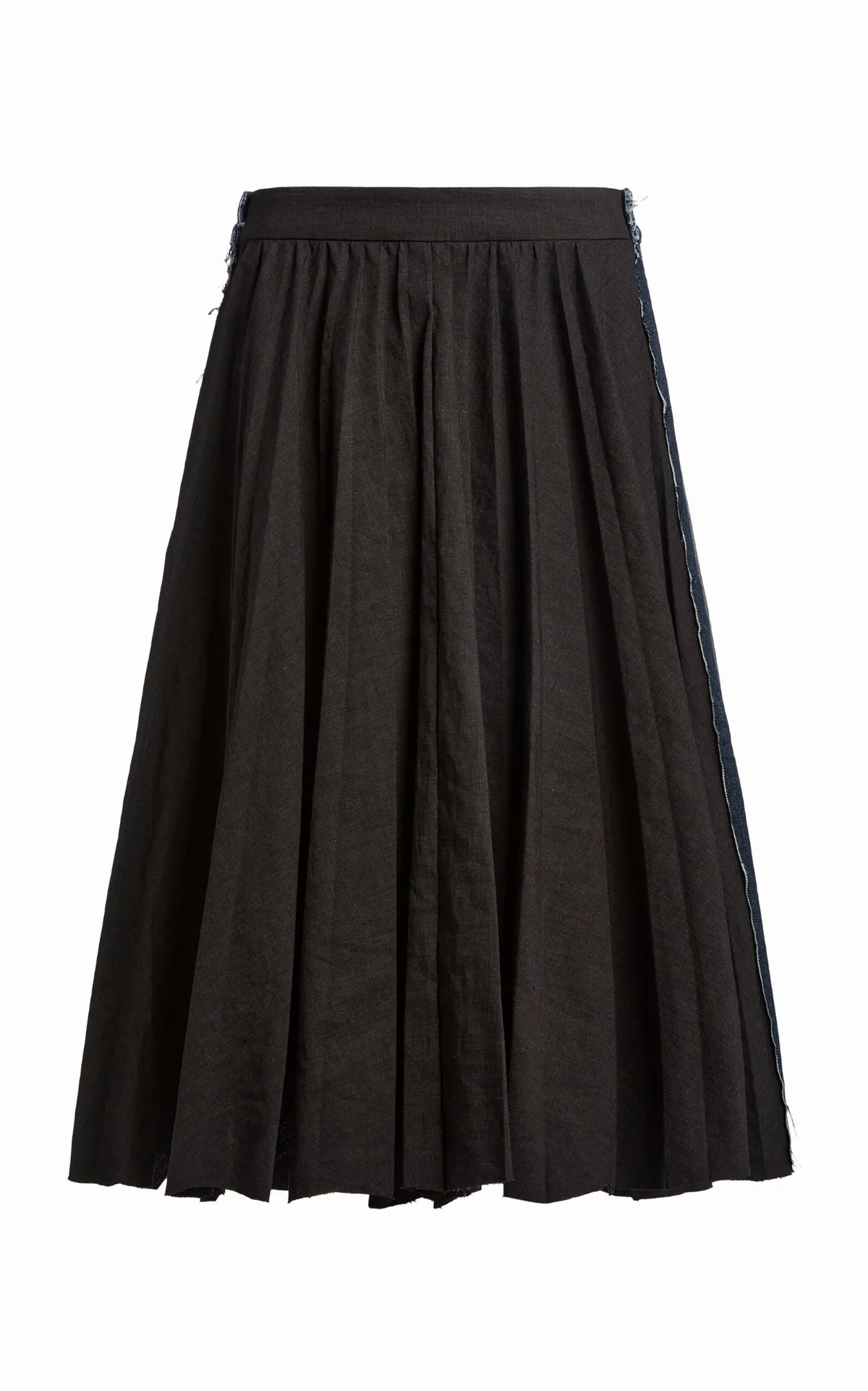 Hybrid Pleated Wool-Ramie Midi Skirt by Balenciaga