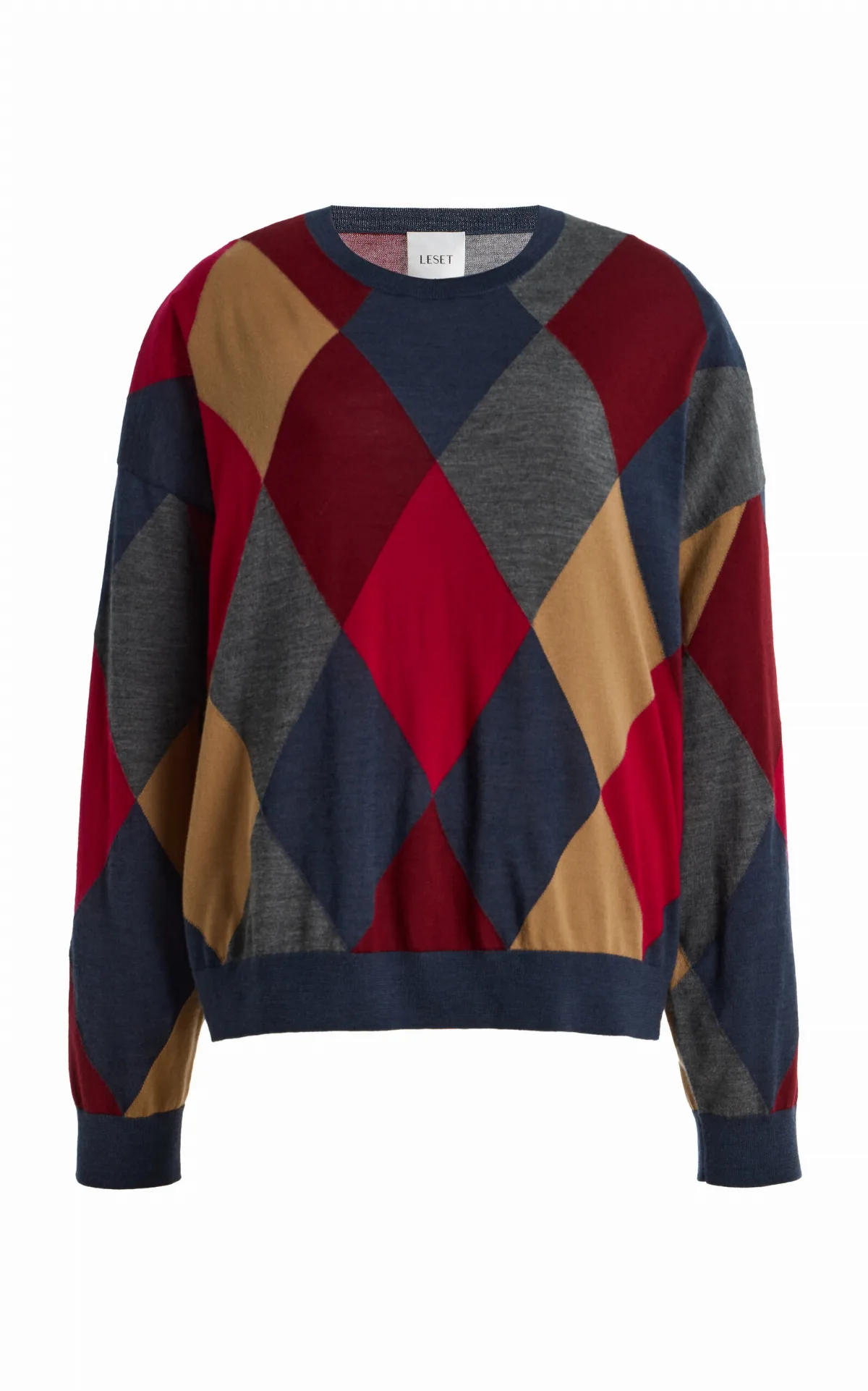 James Oversized Argyle Wool Sweater by Leset