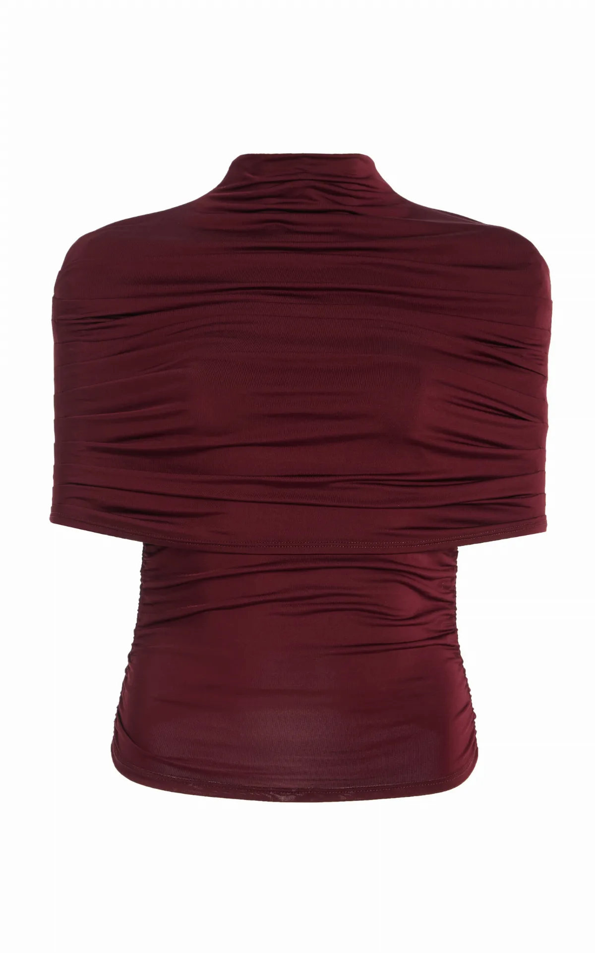 Ruched Jersey Mock-Neck Top