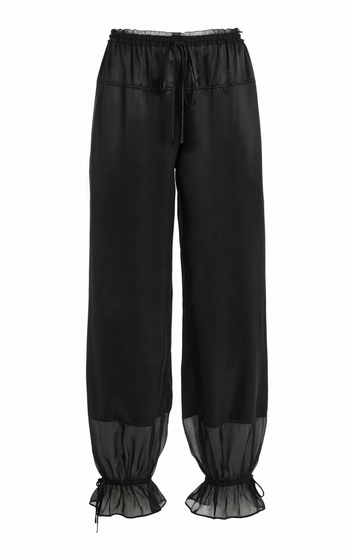 Camile Chiffon-Trimmed Satin Pants