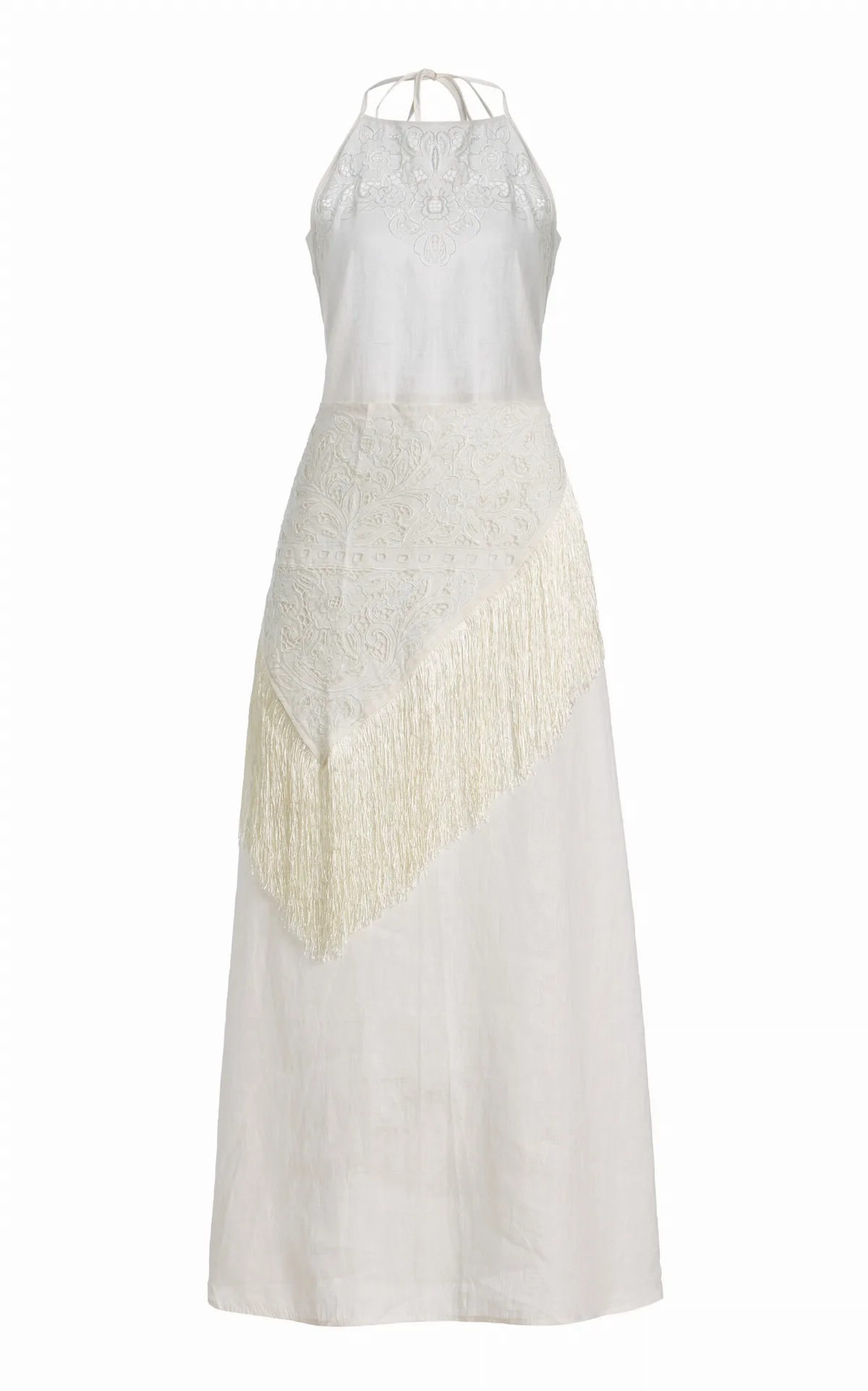 La Isla Josephina Fringe Lace Cotton Apron Dress