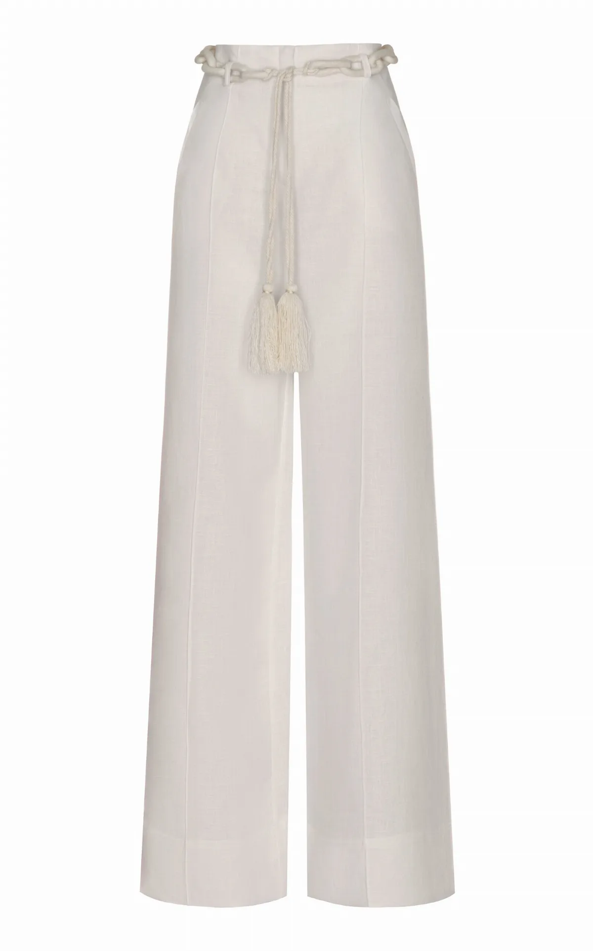 Senda Ecru Belted Linen Pants by Andres Otalora