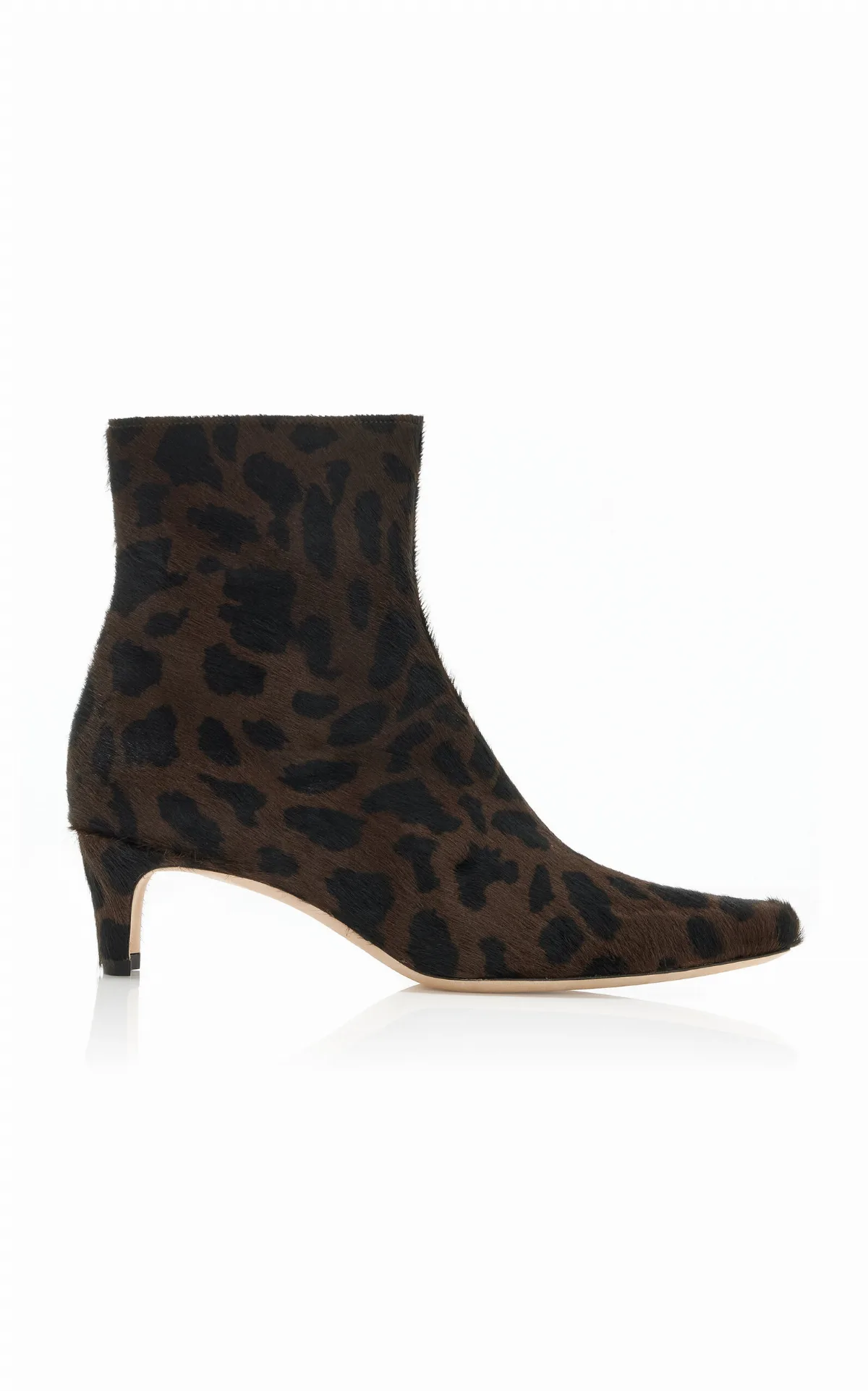 Wally Leopard-Print Leather Ankle Boots by STAUD