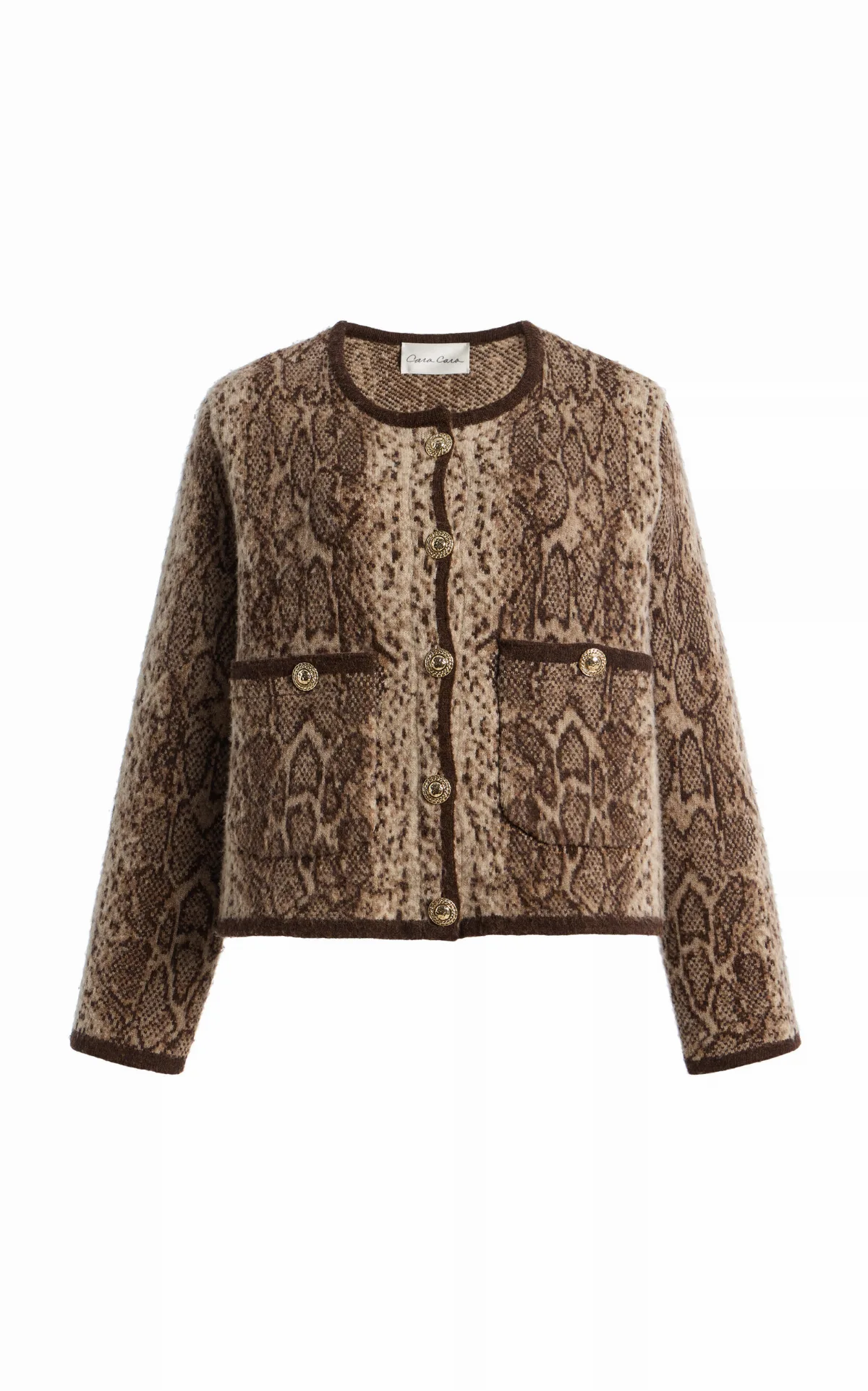 Bristol Snake-Print Wool Cardigan
