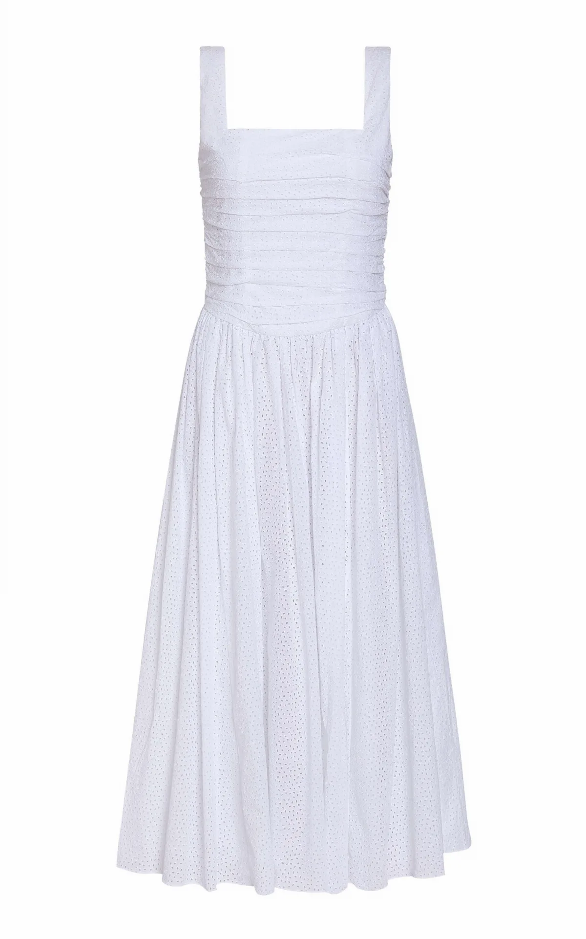 Maeve Ruched Cotton Eyelet Midi Dress by Markarian