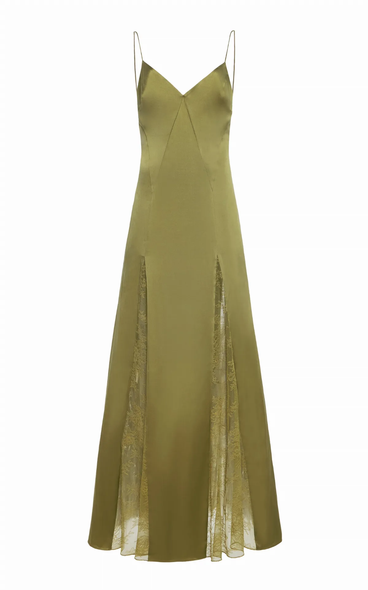 Trinity Lace-Inset Silk Maxi Slip Dress by STAUD