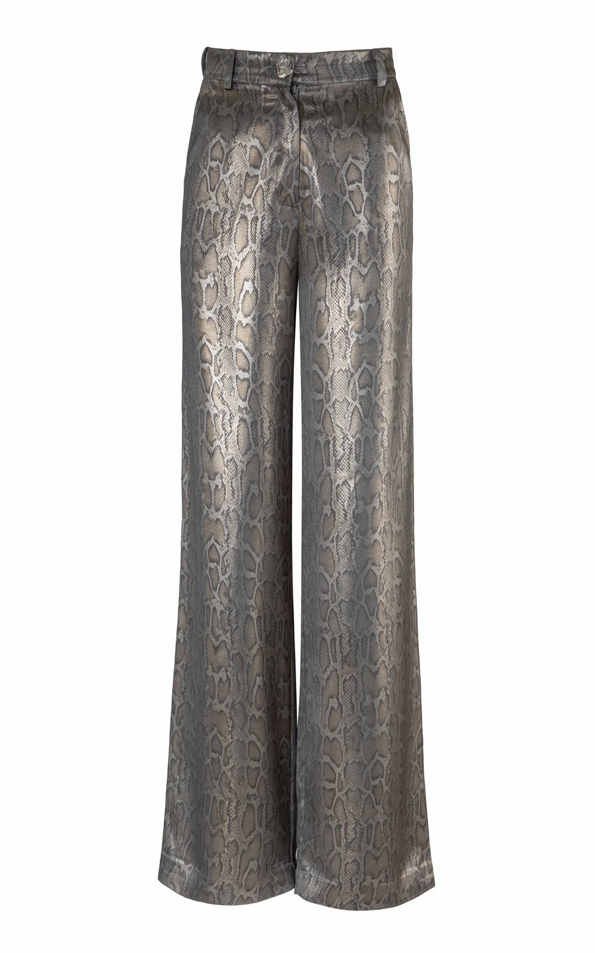 Burnt Snake Gloss Wide-Leg Pants by La Fuori