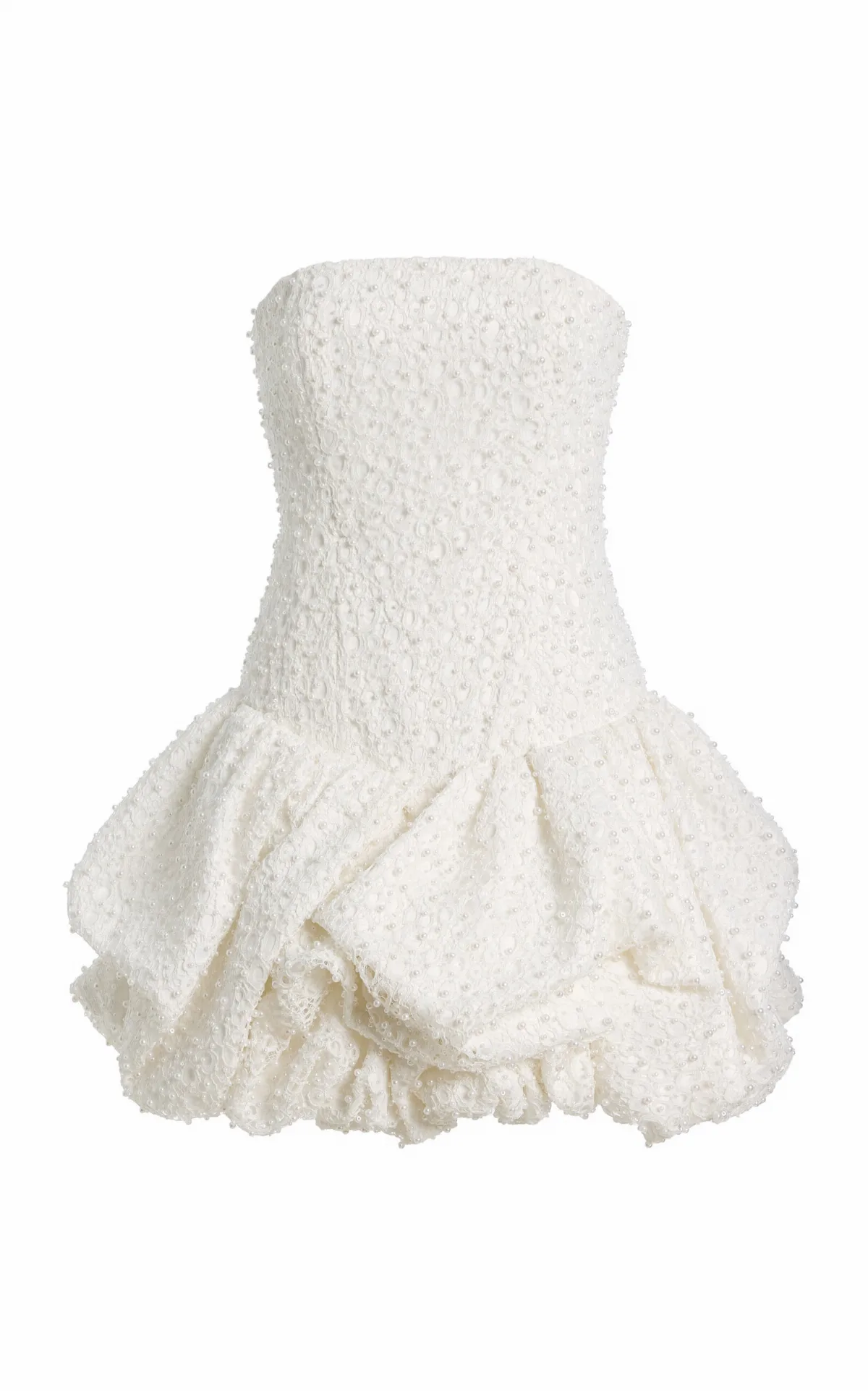 Juniper Pearl-Embellished Lace Bubble Mini Dress