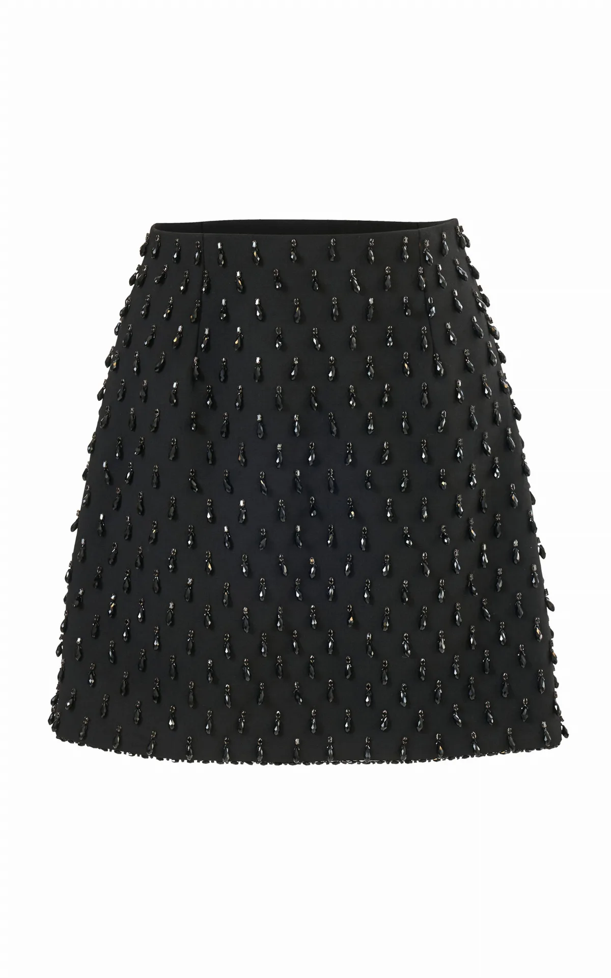 Embellished Bi-Stretch Wool Tailored Mini Skirt by Carolina Herrera