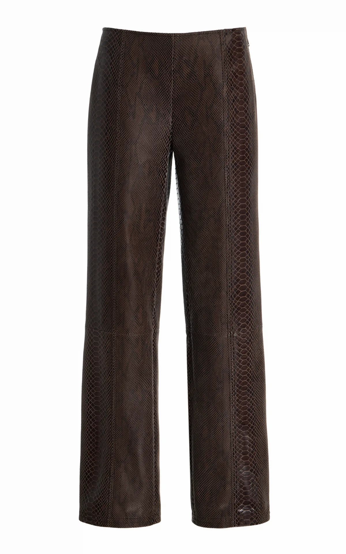 Python-Embossed Leather Straight-Leg Pants by Paris Georgia