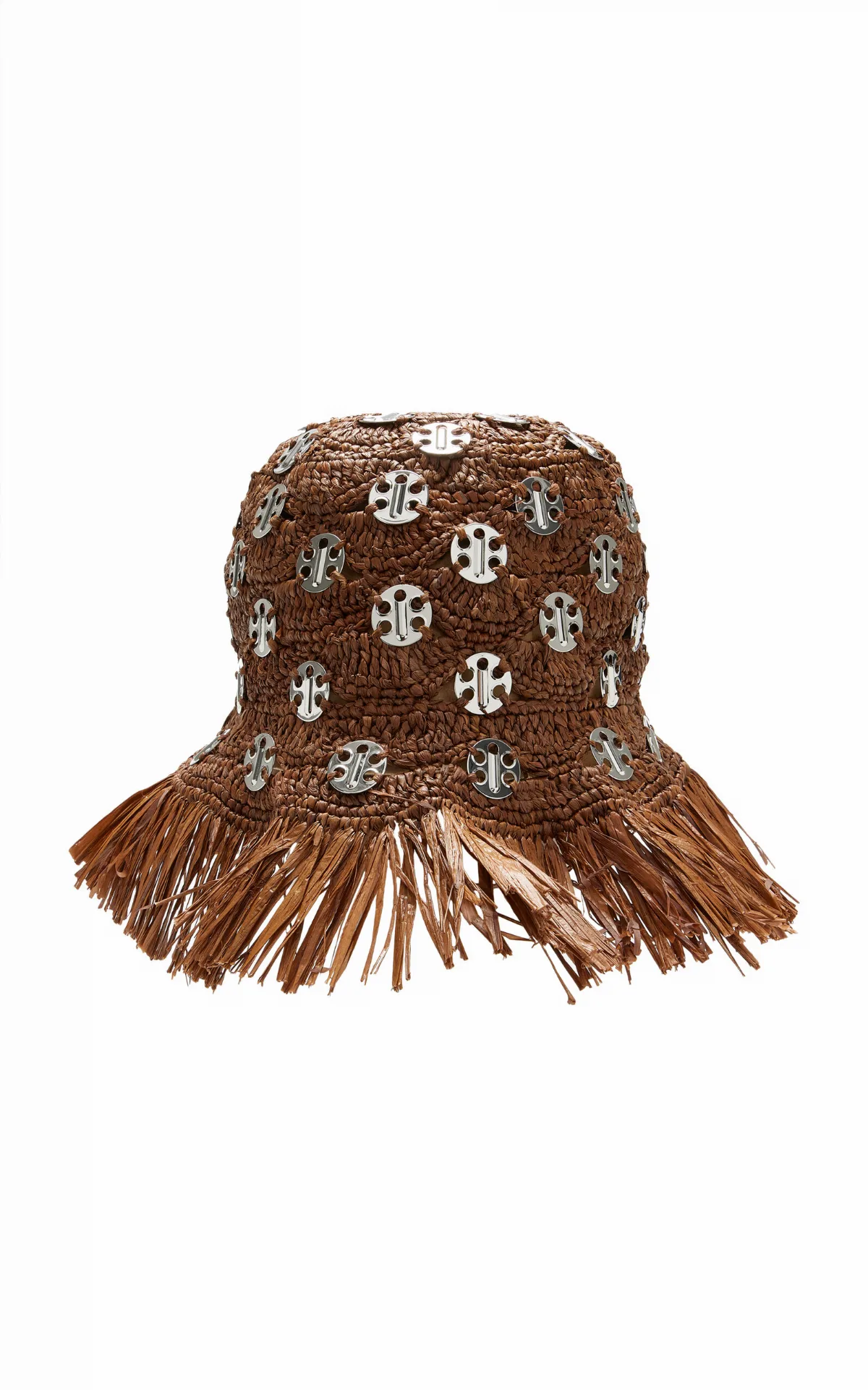 Chainmail-Embellished Raffia Hat by Rabanne
