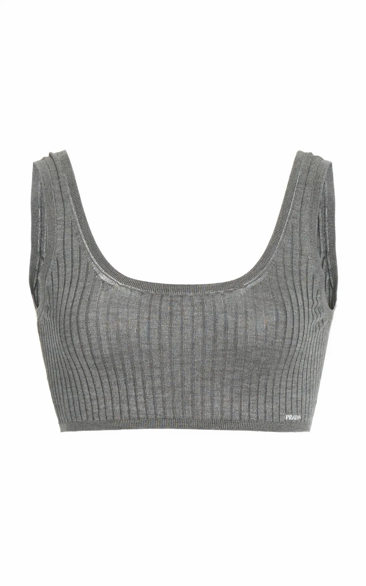 Ribbed Silk Cropped Bra Top by Prada
