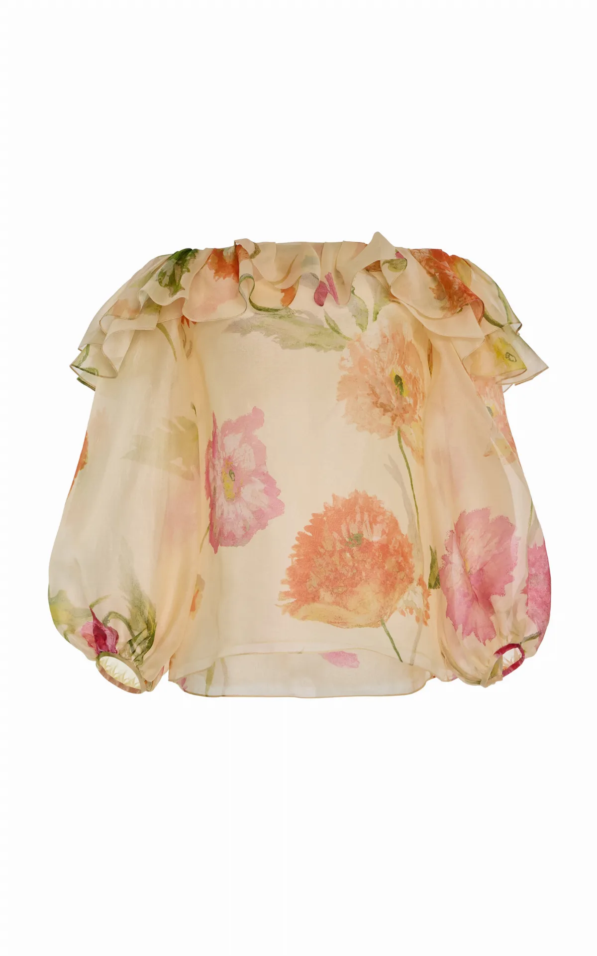 Printed Off-The-Shoulder Crepe Organza Top by Carolina Herrera