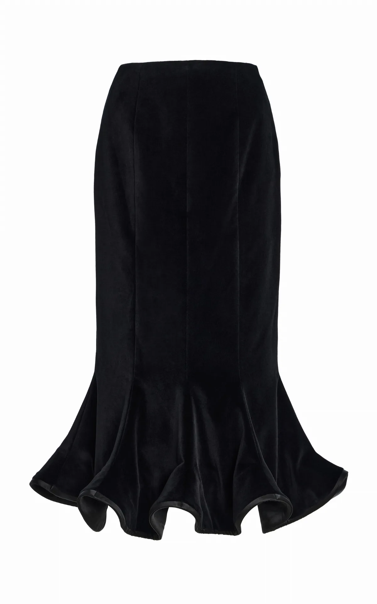 Ruffled Velvet Midi Skirt by Harithand