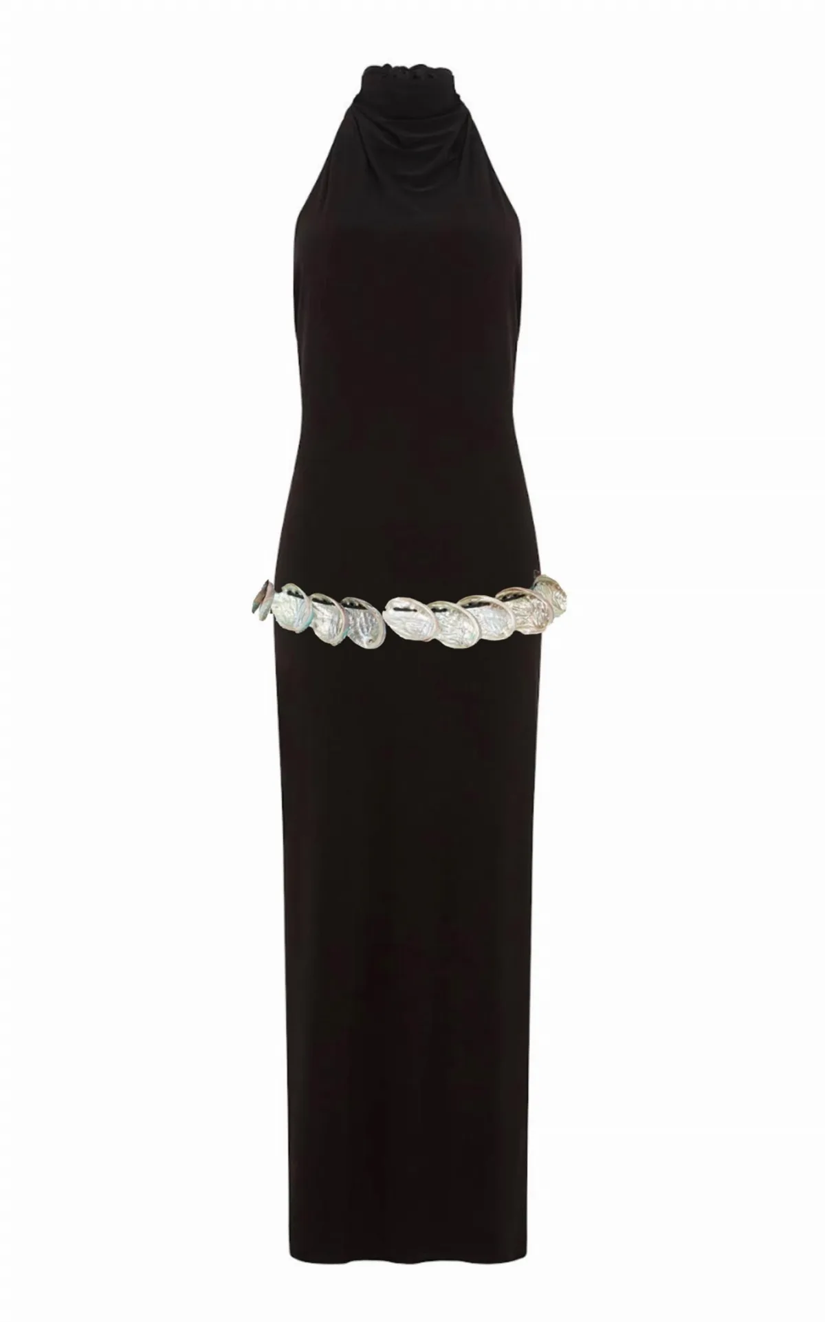 La Isla Shell-Detailed Jersey Maxi Halter Dress by Conner Ives