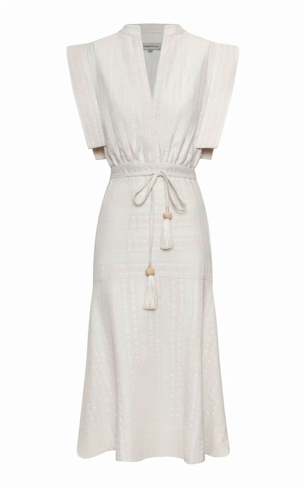 Contigu Despierto Belted Cotton-Jacquard Midi Dress by Andres Otalora