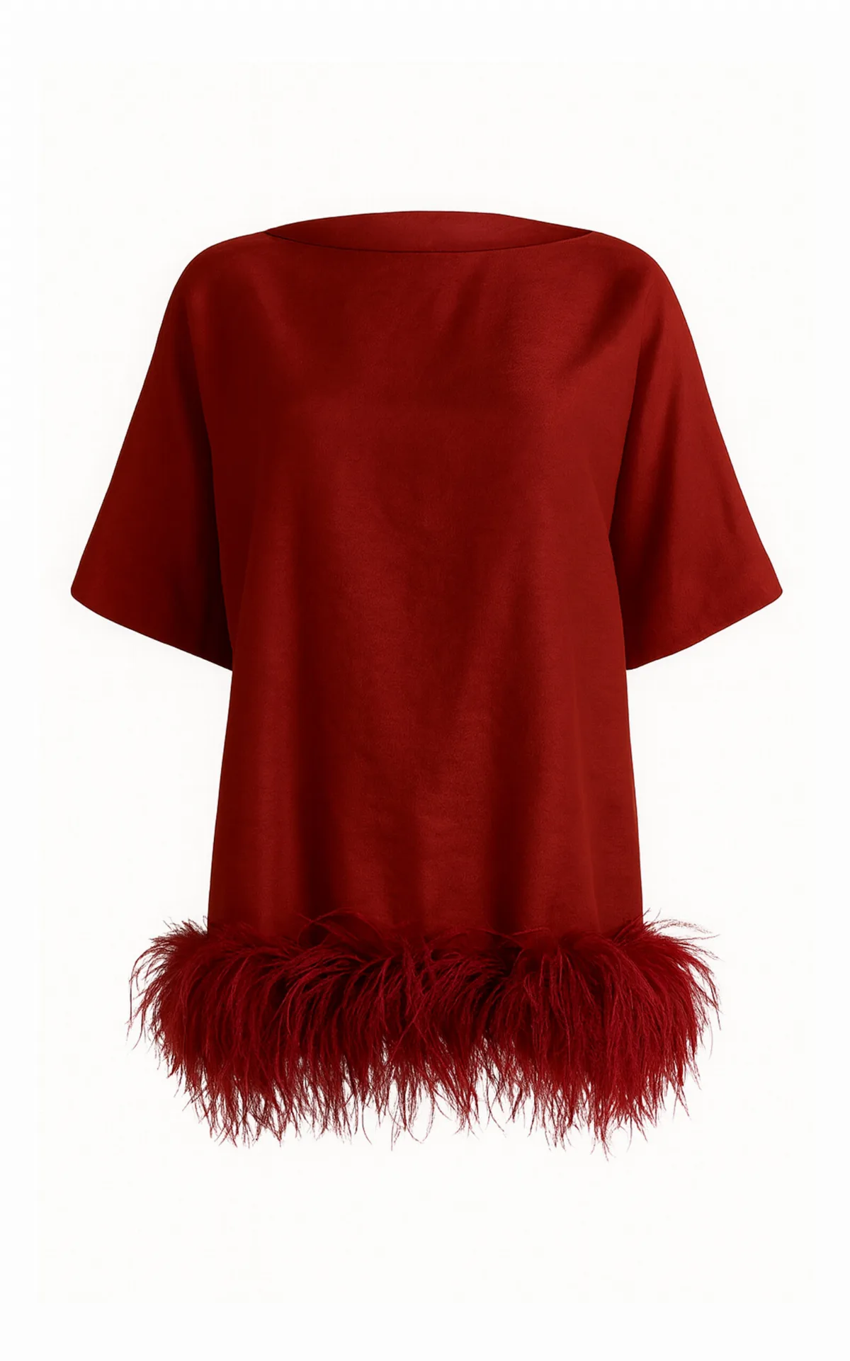 Feather-Trimmed Short-Sleeve Top by Dima Ayad